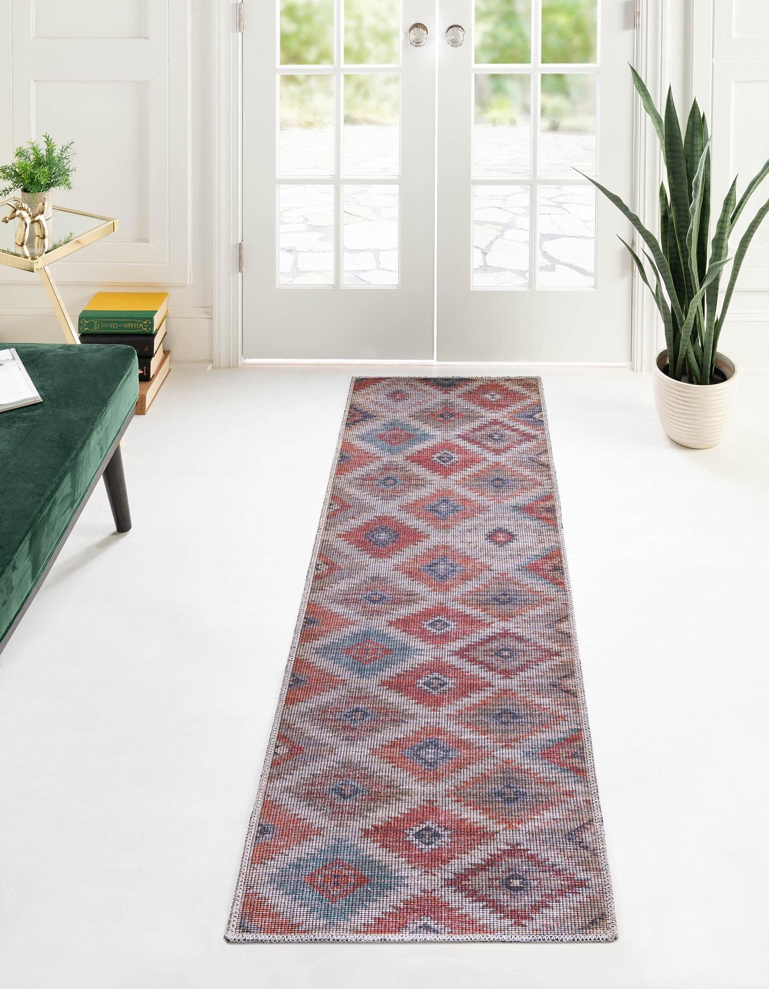 Washable 12 Ft Runner Rug - Sisu Collection by Rugs.com | Rust Red Flatweave Hallway & Entryway Rug | Durable & Easy-Clean for High Traffic Areas