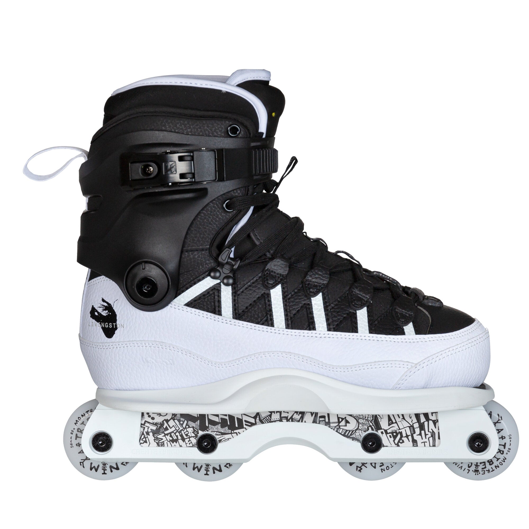 AG 15 Livingston Pro Skate Shoes - White/Black - High-Performance Skateboarding Shoes for Street & Park Skating