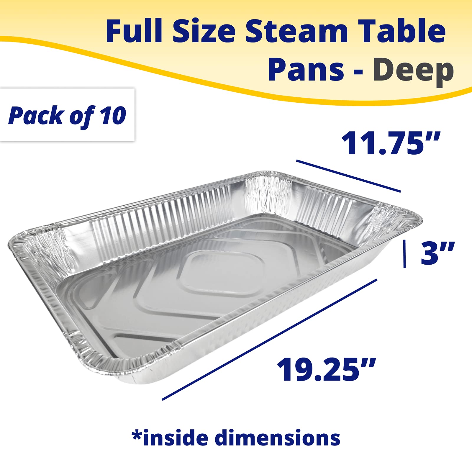 IDL Packaging Full Size Aluminum Steam Table Pans - 10 Pack Deep 21