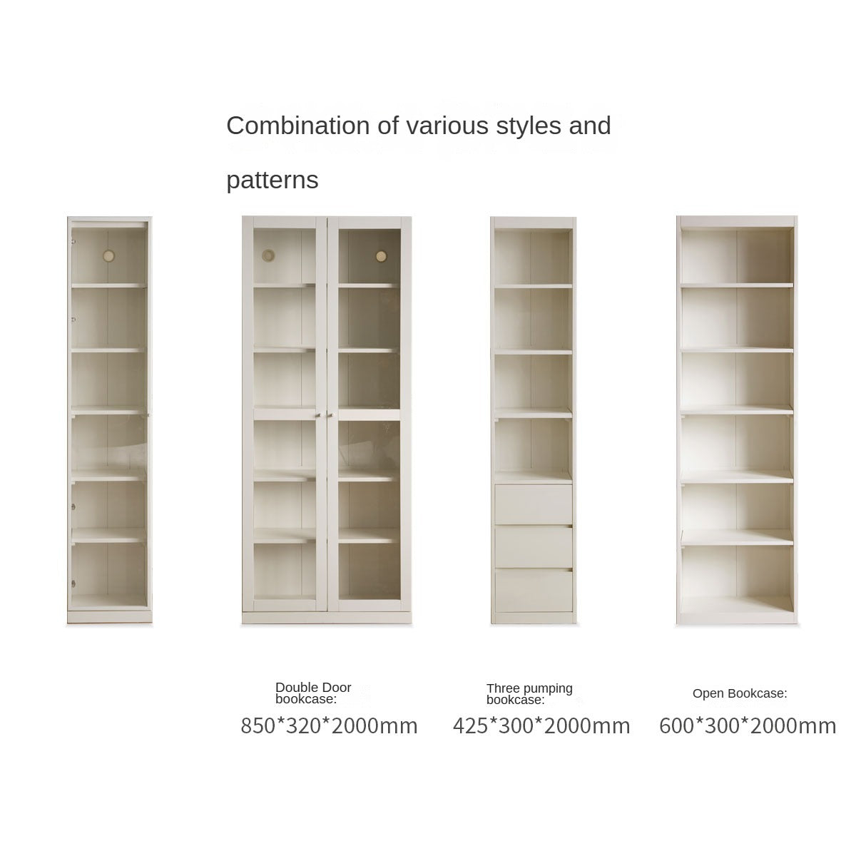 Stylish Poplar Solid Wood Bookcase in Cream - Perfect for Living Room, Bedroom, or Home Office Storage