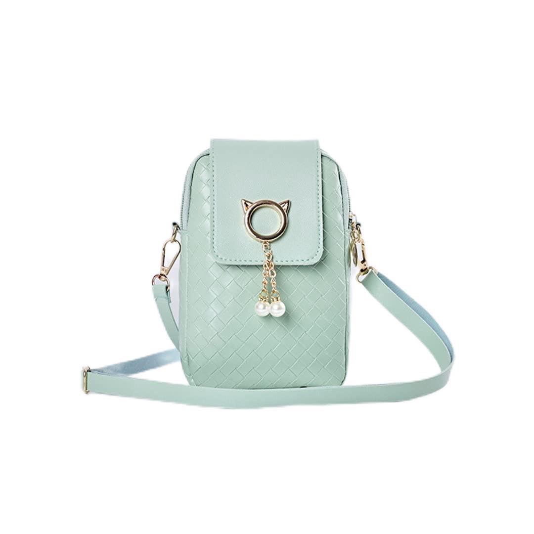 UMIDIGI A9 Leather Crossbody Wallet Phone Case with Adjustable Strap & Zipper Card Holder - Women's Purse Handbag Clutch (Green) - Perfect for Travel, Shopping & Daily Use