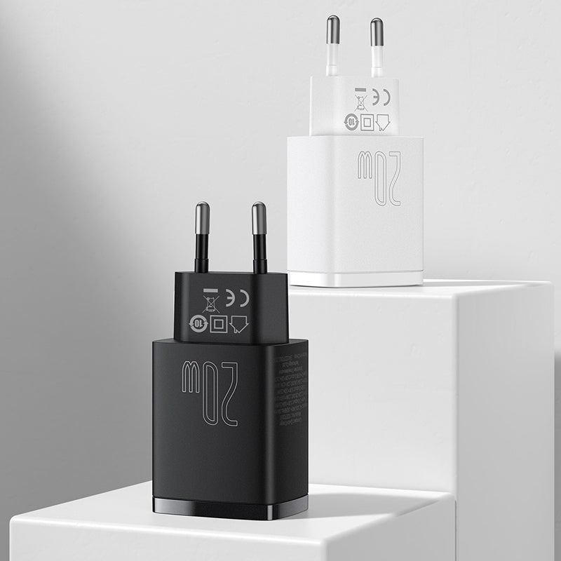 Baseus 20W Fast Charger with Dual USB & USB-C Ports - Compact & Powerful for iPhone, Android, Samsung - Perfect for Travel, Home & Office Use