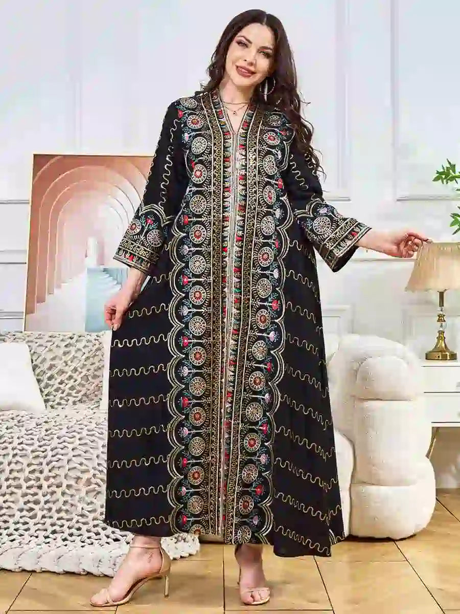 Elegant Eid Sequins Caftan Dress for Women - Glamorous Evening Party Gown with Sparkling Embellishments | Perfect for Holiday Celebrations, Weddings & Special Occasions