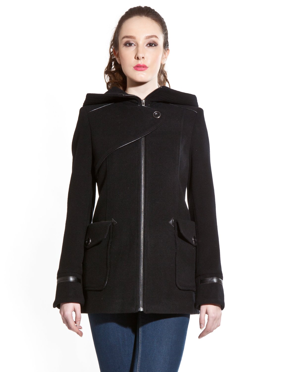 Zareen Women's Winter Wool Coat with Hood - Warm & Stylish Outerwear for Cold Weather, Office, and Outdoor Activities