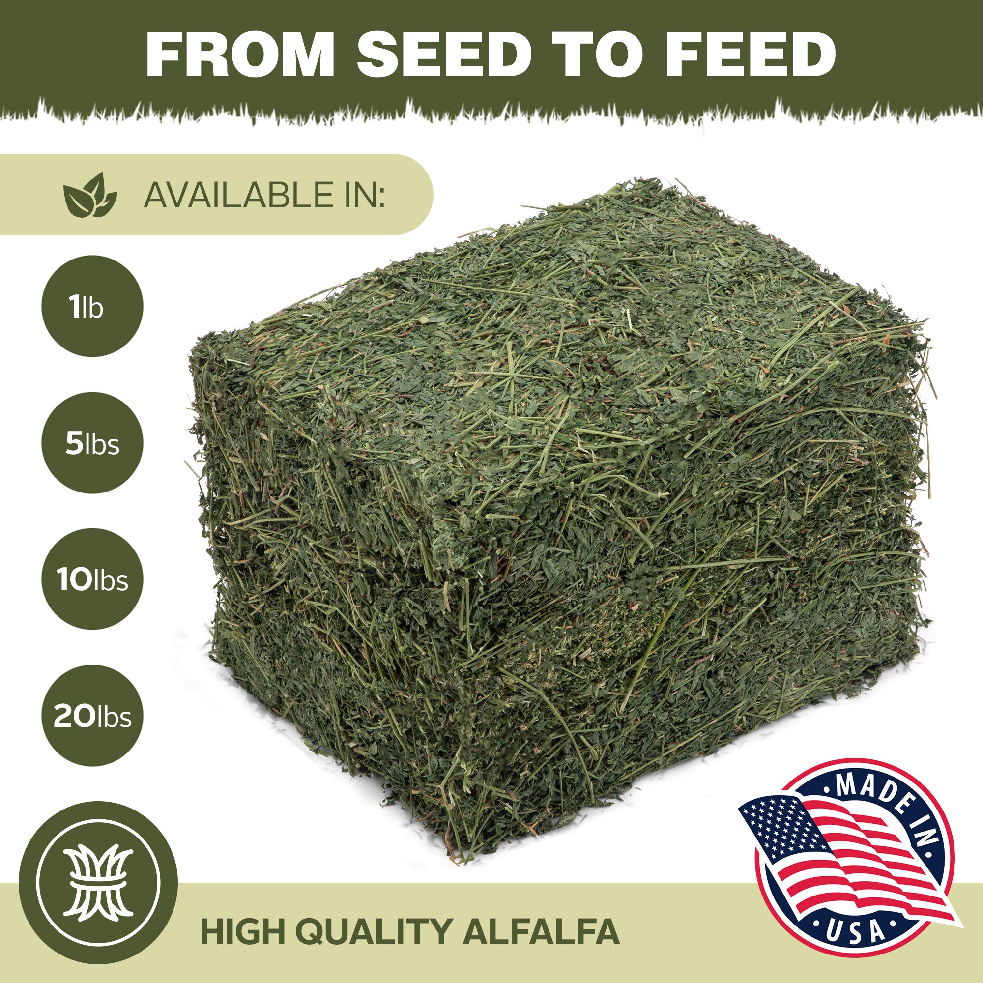 Premium Dried Alfalfa Hay for Rabbits, Guinea Pigs, Chinchillas & Ferrets | High Protein & Fiber Natural Pet Food | Small Animal Feed for Cages, Hutches & Play Areas