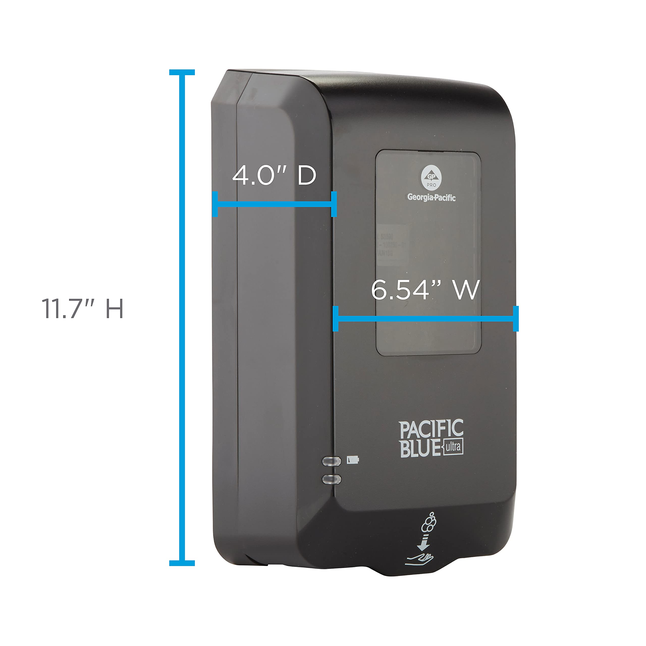 Georgia-Pacific Pacific Blue Ultra Automated Soap Dispenser - Touchless Wall Mount Black | Easy Installation & Maintenance | Battery Included | Ideal for Restrooms, Kitchens & Public Spaces