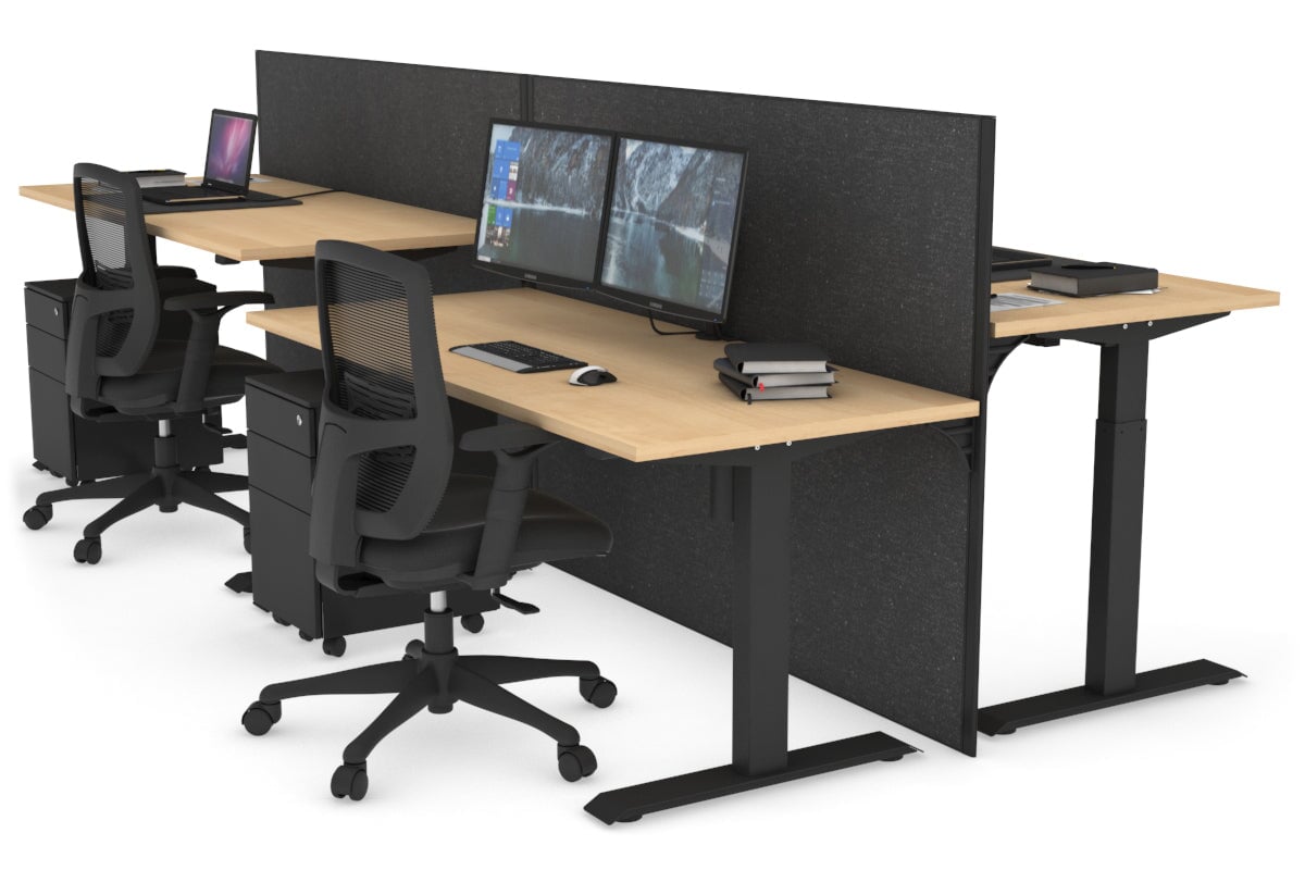 Just Right Height Adjustable 4-Person Workbench [1400L x 700W] - Heavy Duty Industrial Workstation for Factory, Warehouse & Workshop Use