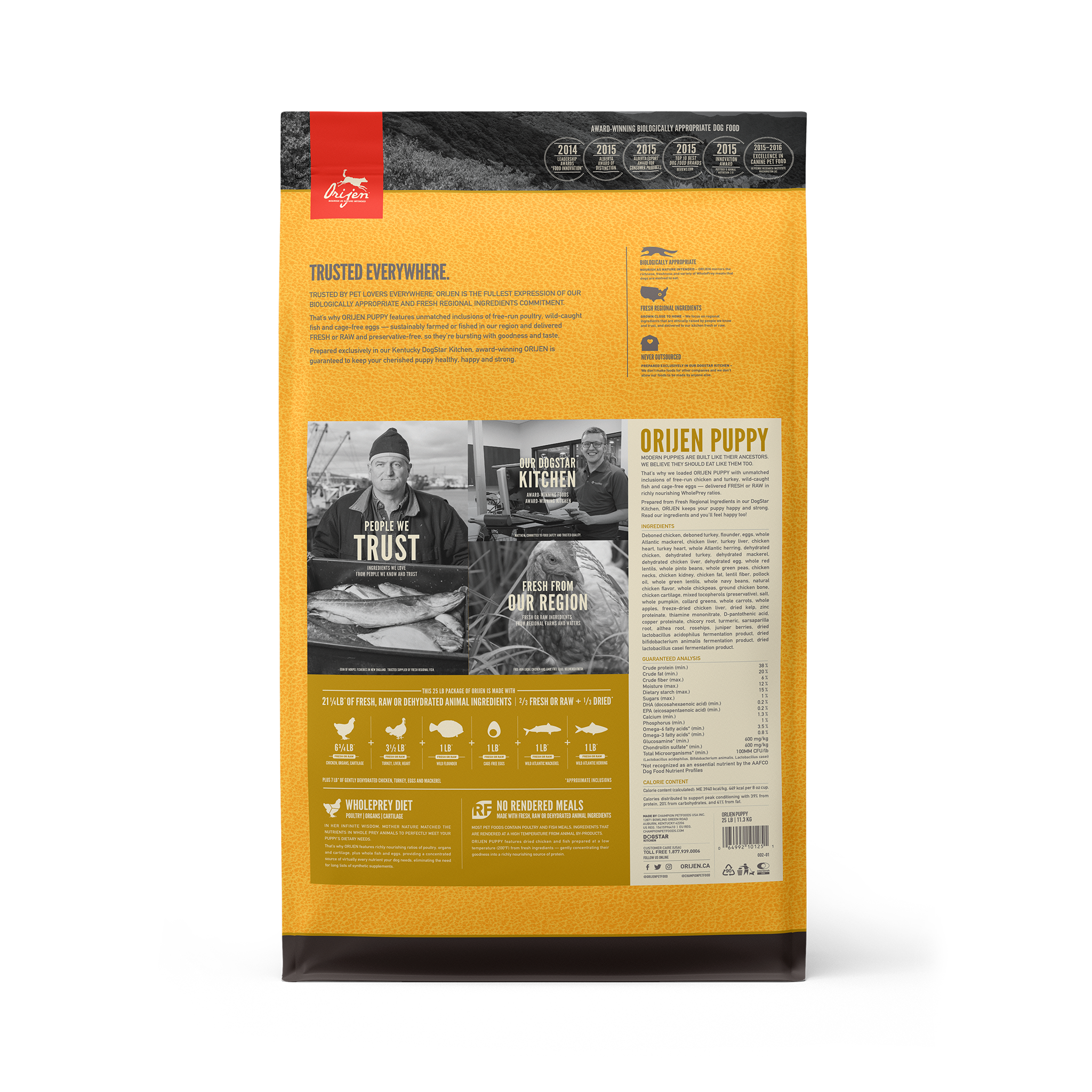 Orijen Grain Free Dry Dog Food for Puppies - High Protein Puppy Kibble for Healthy Growth & Development - Perfect for Small & Large Breed Puppies