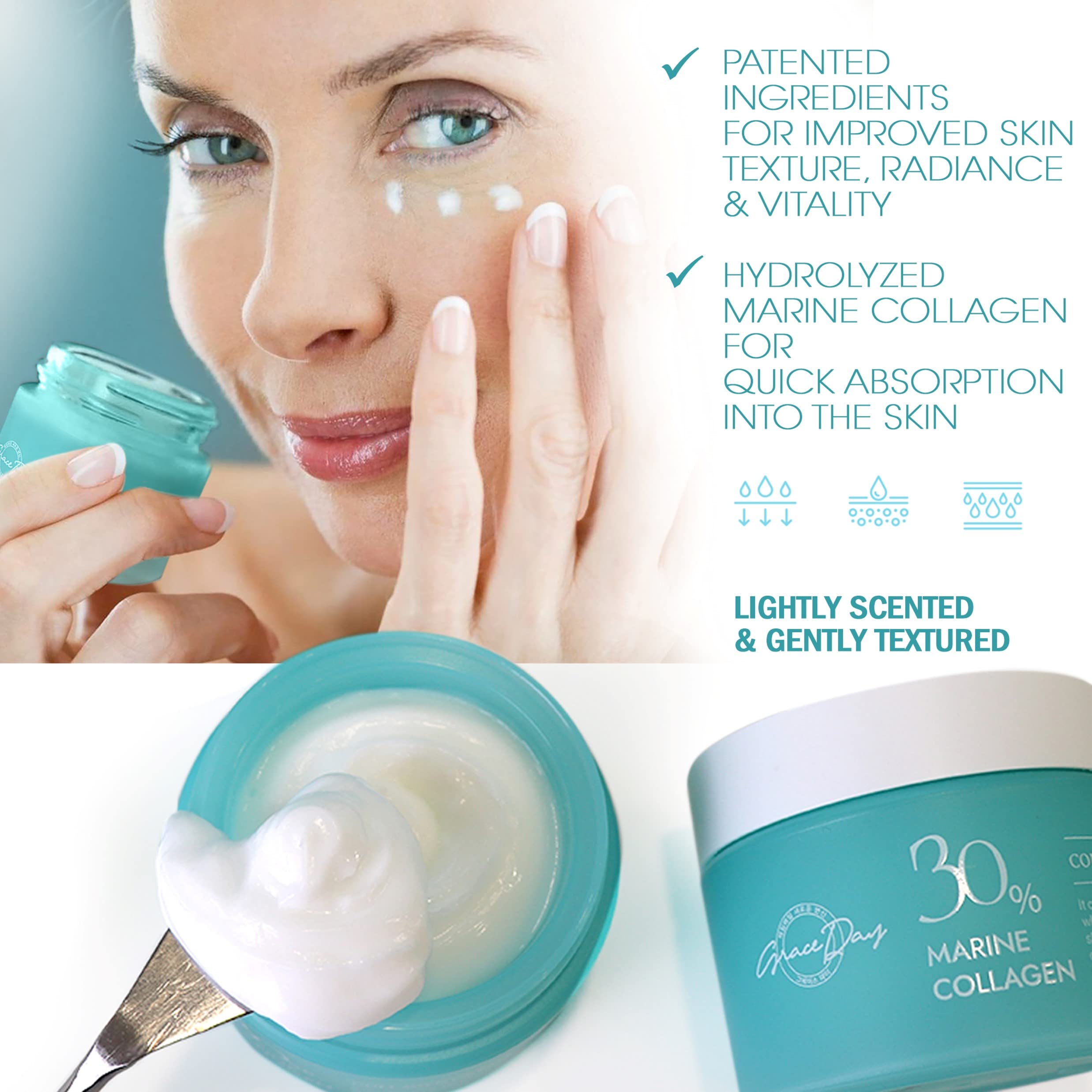 Premium Marine Collagen Anti-Aging Face Cream with Peptides & Hyaluronic Acid - Deep Hydration Day & Night Moisturizer for Wrinkles & Fine Lines - Antioxidant-Rich Korean Skincare (3.4 oz) - Perfect for Dry Skin & Mature Skin Care Routine