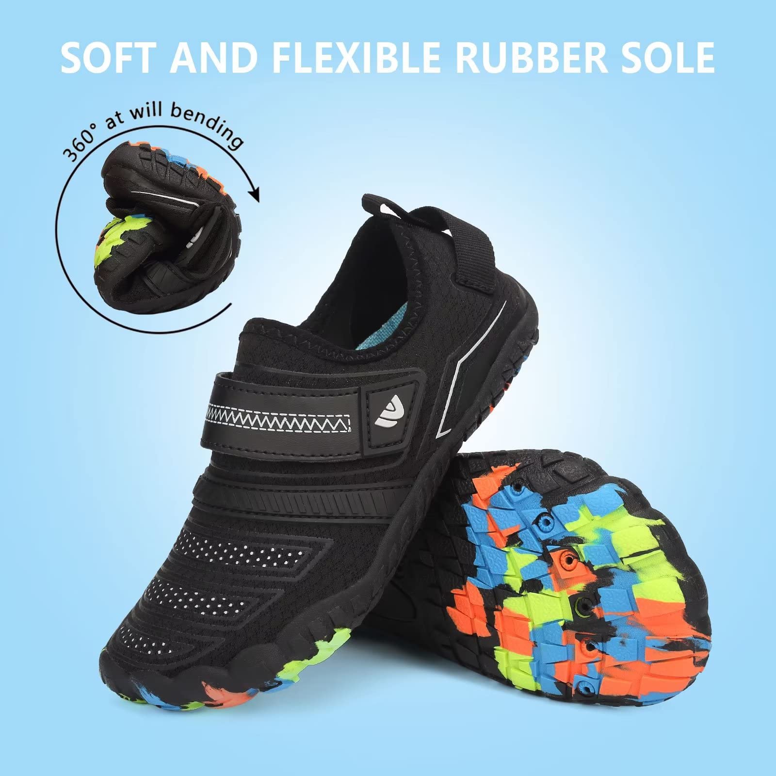 **Boys & Girls Water Shoes - Lightweight Comfortable Sole for Easy Walking, Athletic Slip-On Aqua Socks (Toddler/Little Kid/Big Kid) - Perfect for Beach, Pool & Water Sports**