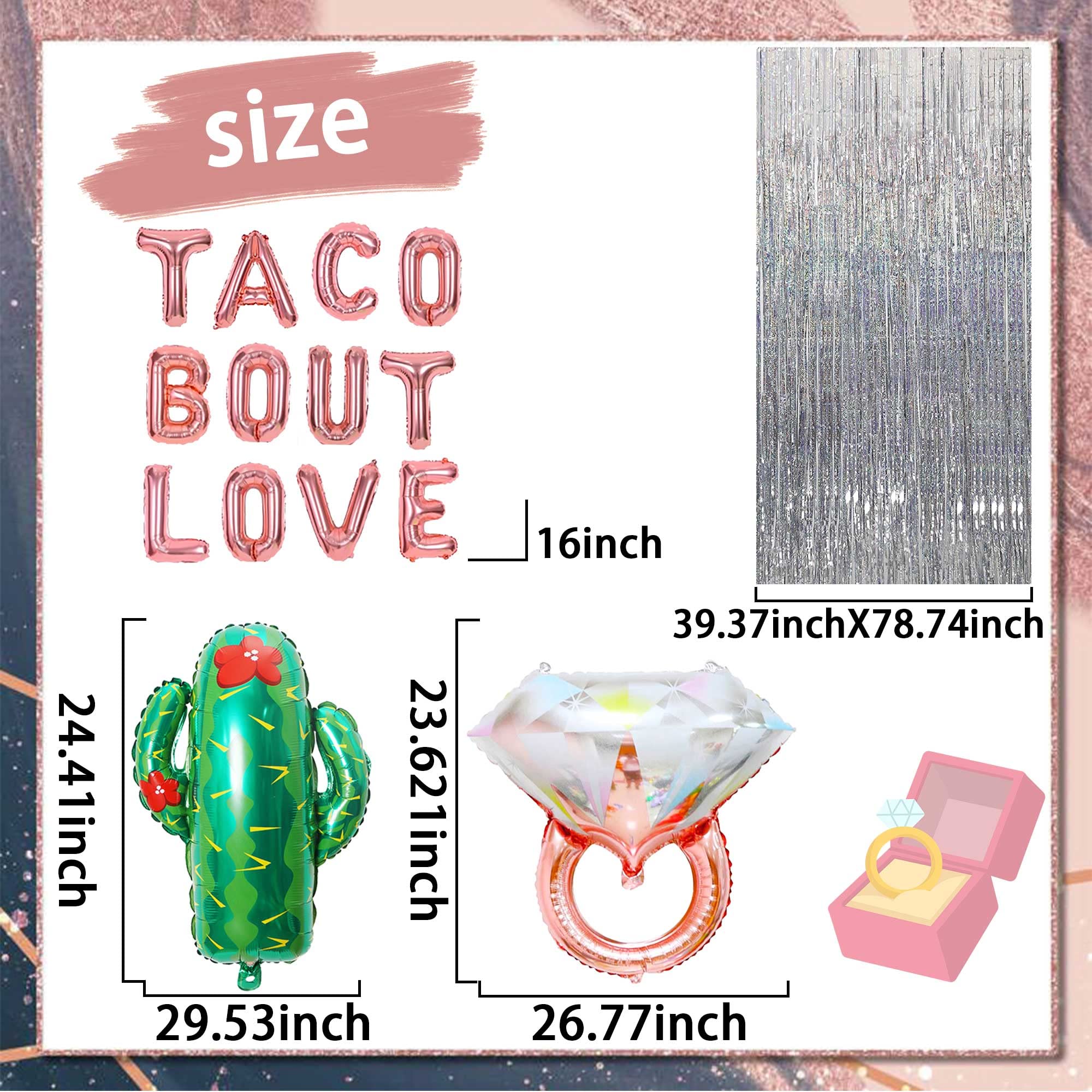 JeVenis Taco Bout Love Backdrop & Balloons - Mexican Bridal Shower Decorations with Cactus Theme for Wedding, Baby Shower & Party Decor