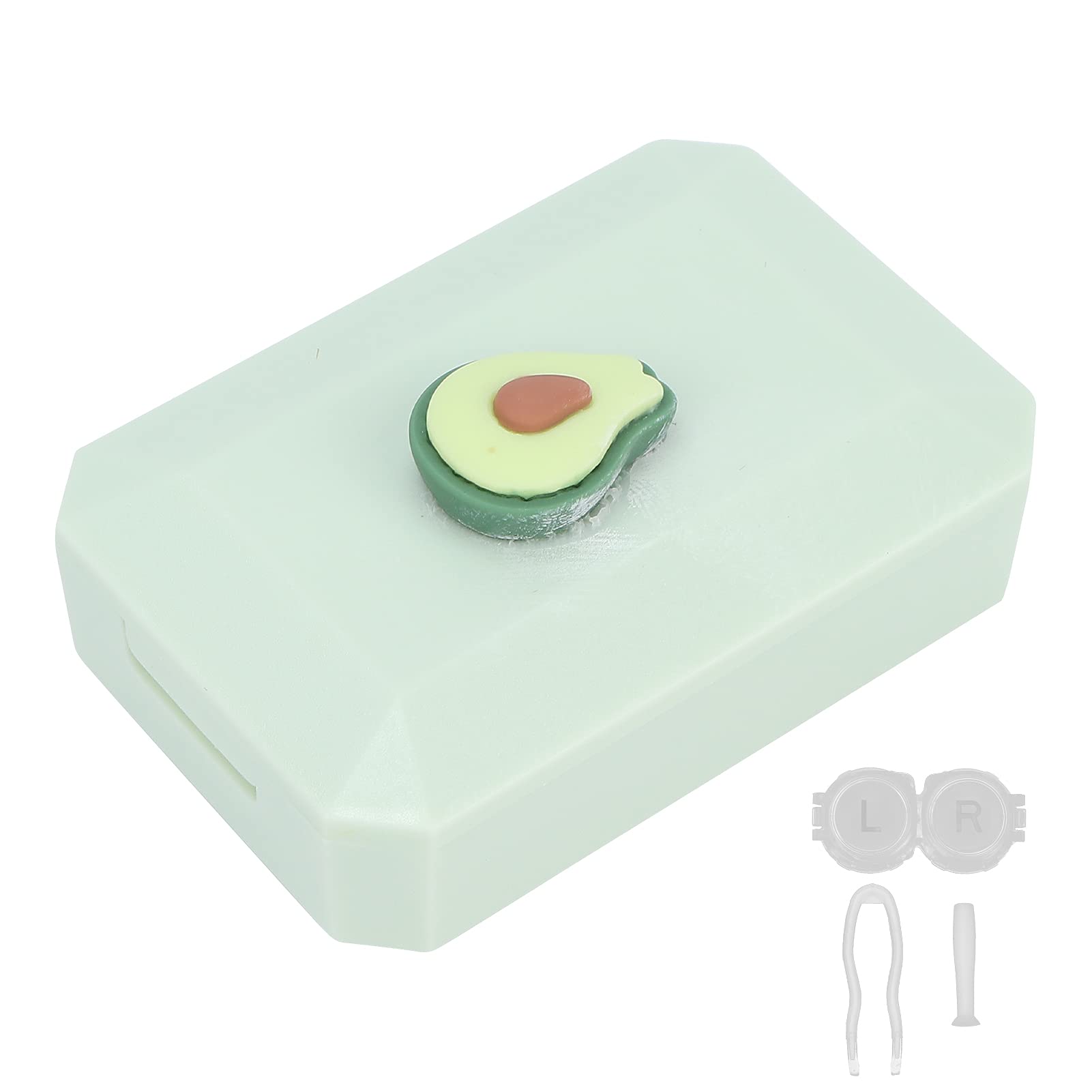 Soft Contact Lens Holder Box - Waterproof & Durable Contact Lens Case with Secure Lid - Perfect for Travel, Gym & Daily Storage (Avocado Design)
