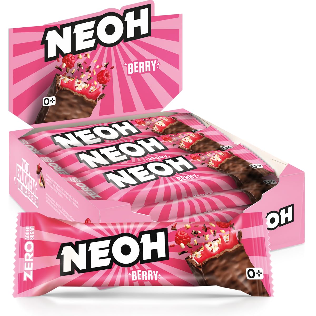 NEOH Keto Chocolate Dipped Berry Bars - Gluten Free, Low Carb, Plant Based Snacks with No Added Sugar | 1oz Individually Wrapped Bars (12 Pack) | Perfect for Weight Loss, Diabetic Diets & Healthy On-the-Go Snacking