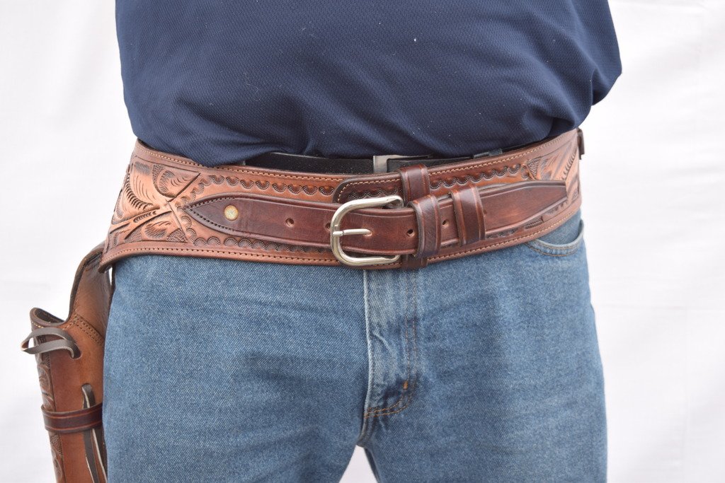 Cowboy Western Style Gun Holster & Belt Rig - .22 Cal Single Drop Holster for Standard .22 Barrel - Perfect for Cowboy Action Shooting, Reenactments & Western Style Outfits