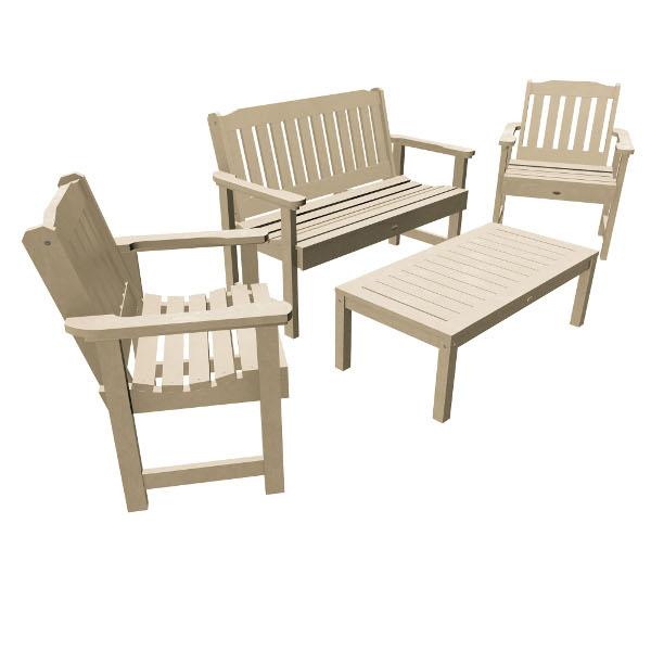 Lehigh 5-Piece Outdoor Garden Conversation Set - Patio Furniture with Cushions for Backyard, Deck, or Poolside Relaxation