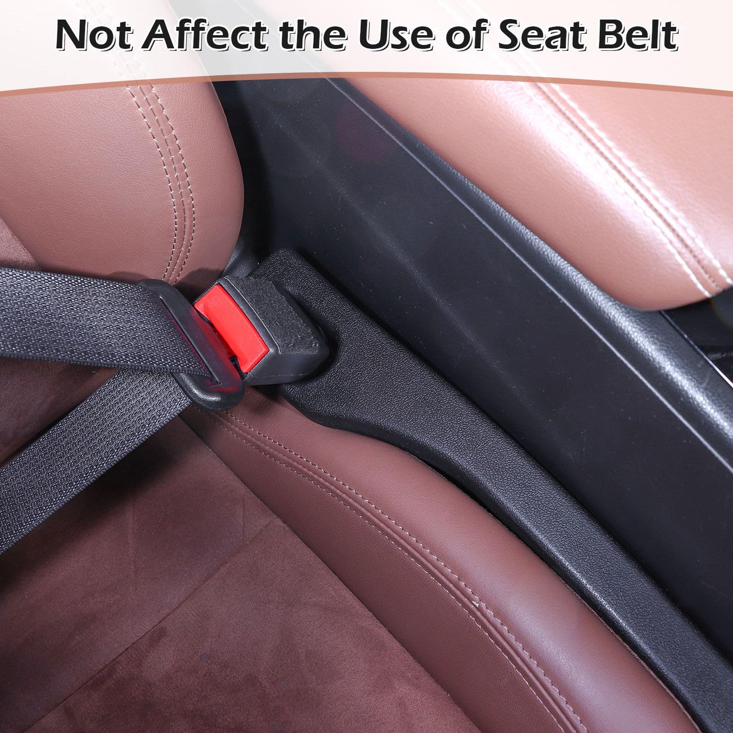 Briwill Universal Car Seat Gap Filler - 2 Pack Black Interior Accessories for Cars, SUVs & Trucks | Prevent Lost Items & Keep Your Vehicle Clean | Perfect for Women, Moms & Commuters
