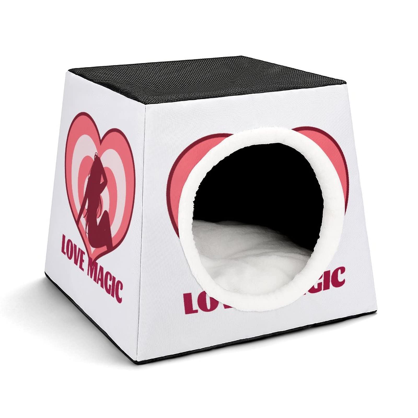 Printed Cat Houses & Condos - Foldable Cat Cube Bed with Removable Pillow - Cozy Pet Sofa for Indoor Cats | Perfect for Lounging, Napping & Playtime