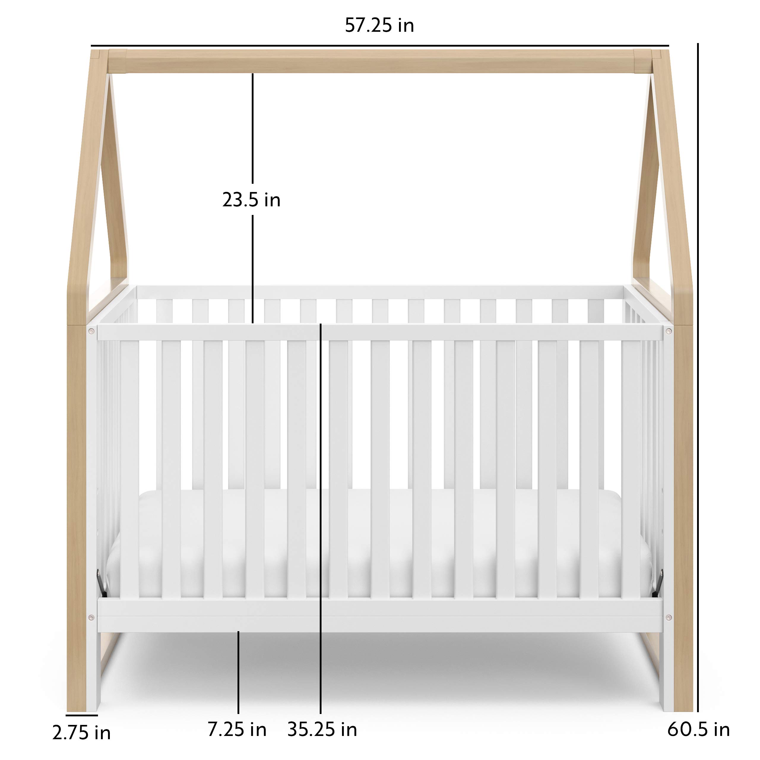 Storkcraft Orchard 5-in-1 Convertible Crib (White with Driftwood) – GREENGUARD Gold Certified Baby Crib | Converts to Toddler Bed, Daybed & Full Bed | Safe Nursery Furniture for Newborns & Toddlers | Perfect for Modern Nurseries & Small Bedrooms