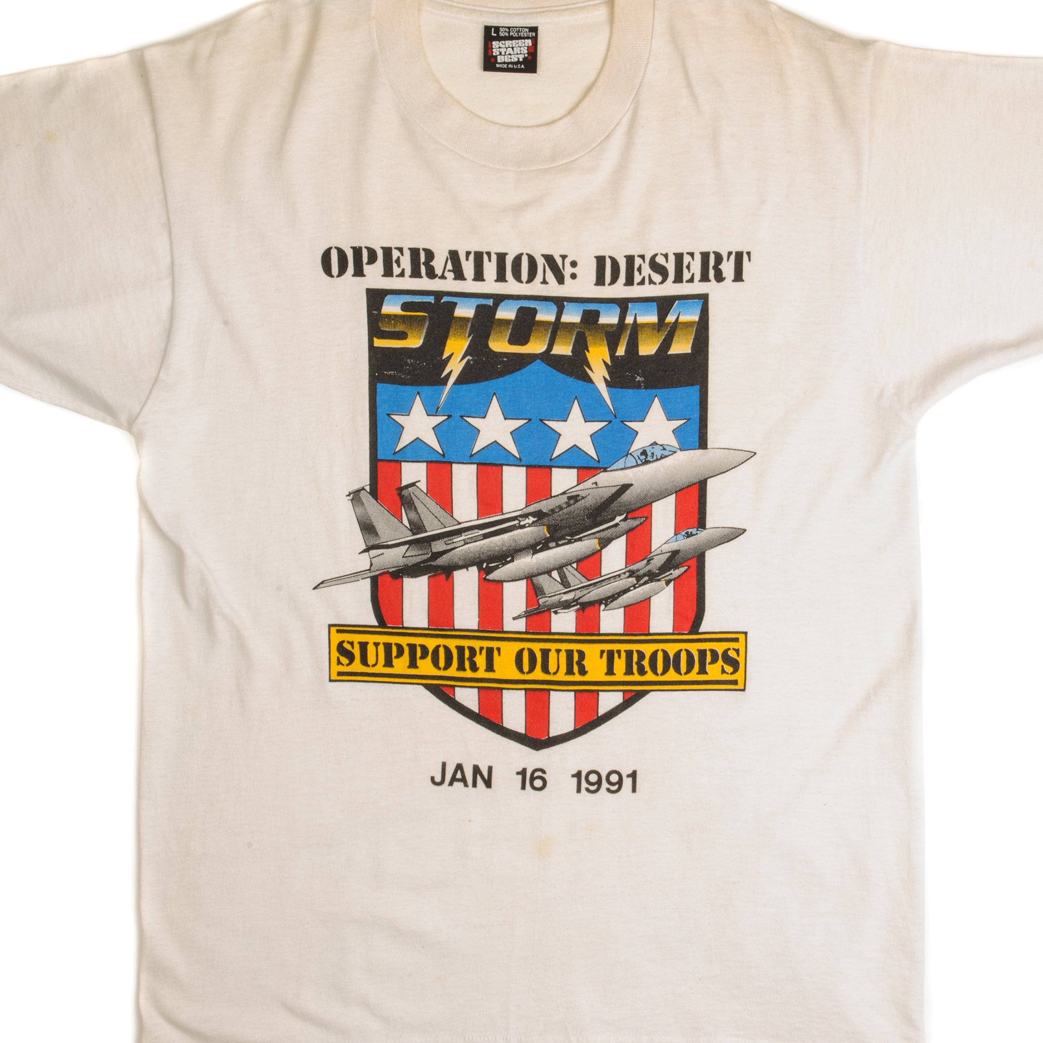 Vintage Operation Desert Storm T-Shirt 1991 - Medium Size, Made in USA | Military History Apparel for Collectors & Veterans