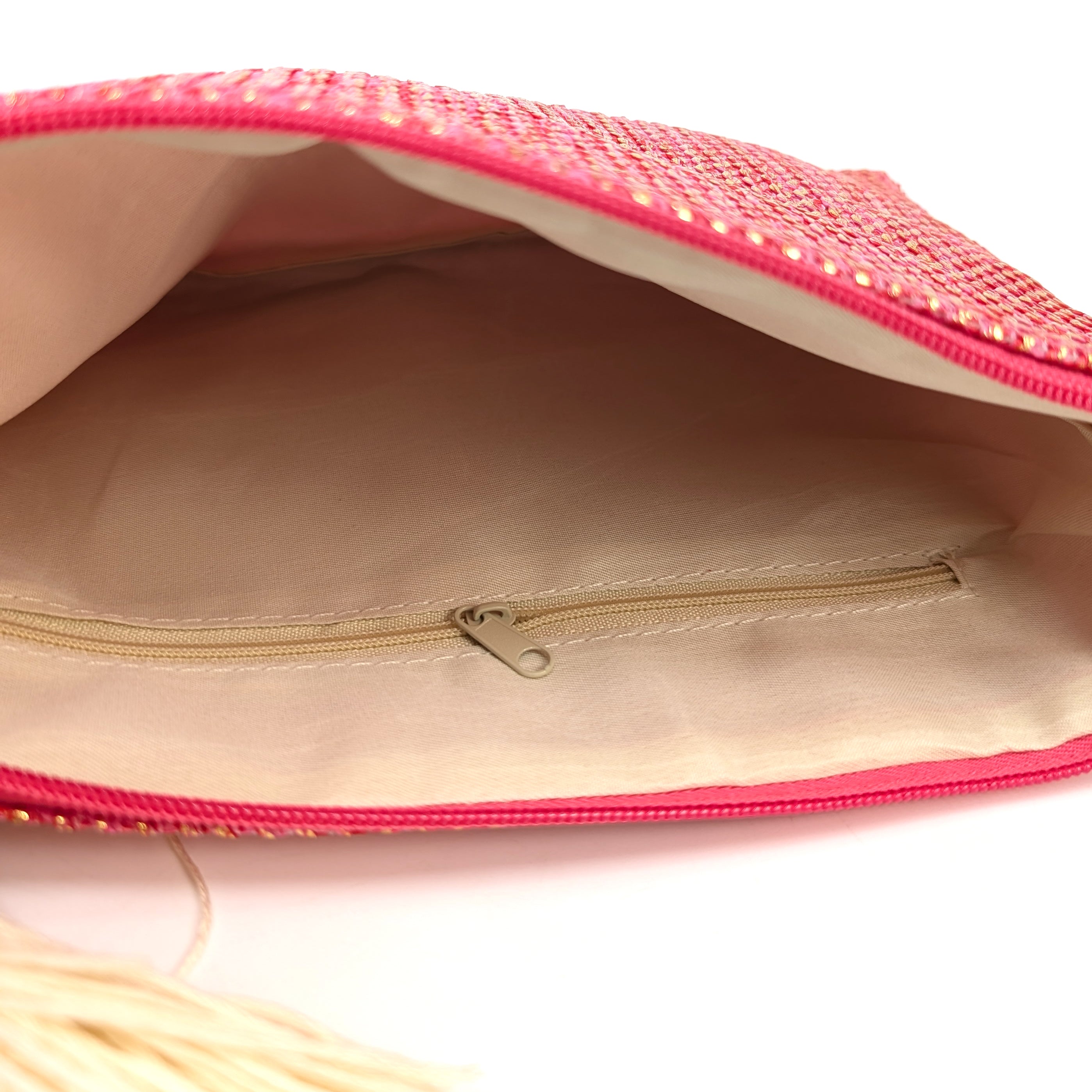 Elegant Pink Glitzy Clutch Bag with Tassel - Perfect for Evening Parties, Weddings & Special Occasions