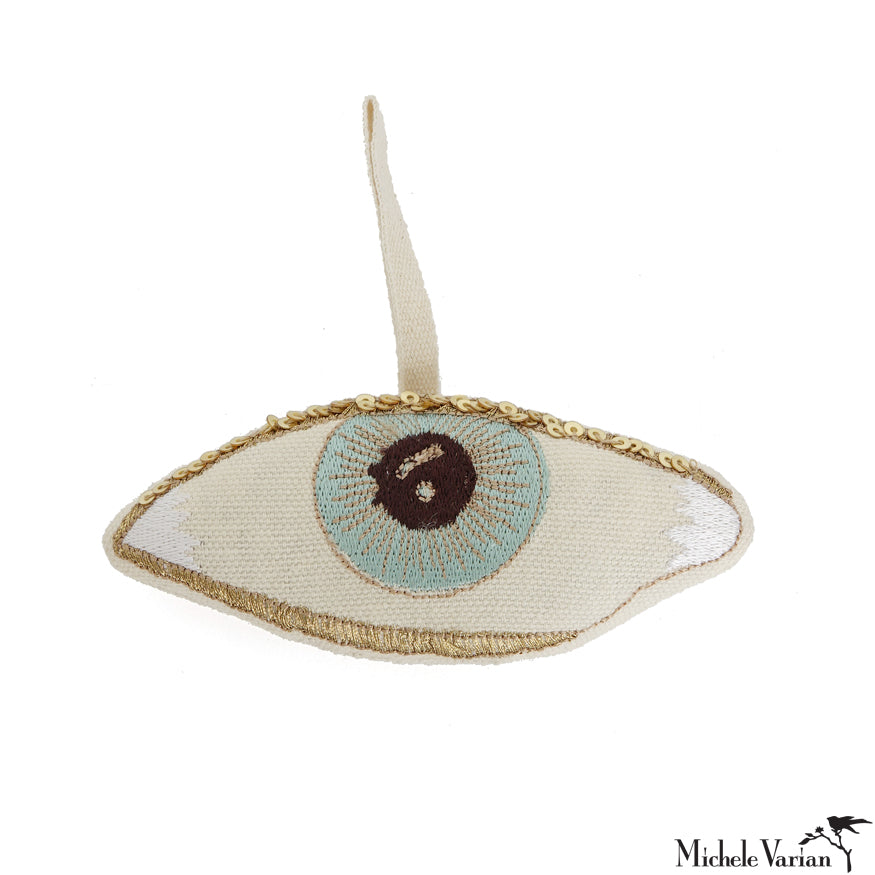 Evil Eye Lavender Beige Ornament - Spiritual Protection Charm for Home Decor, Office Desk, Car Mirror & Gift Giving