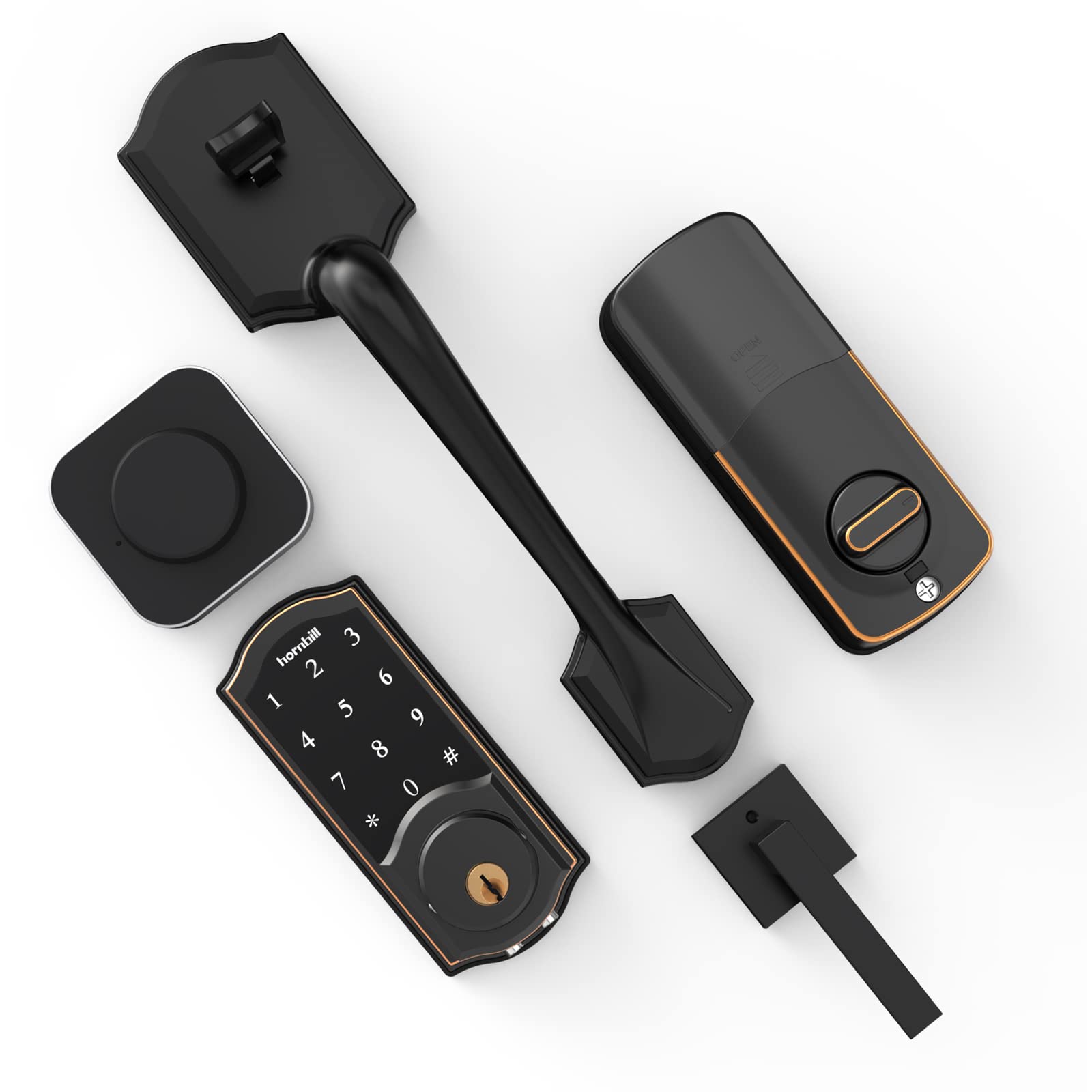 Smart Lock Deadbolt with Handle - Keyless Entry Bluetooth Electronic Door Lock for Front Door, APP Control, Auto Lock, Keypad & Key Backup - Matte Black for Home, Office & Apartment Security (Ideal for Airbnb Rentals & Smart Home Integration)