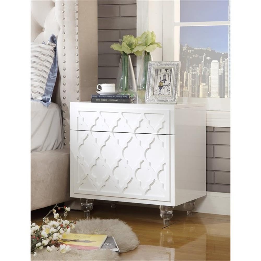Modern White 1-Drawer Nightstand - Minimalist Bedside Table for Bedroom, Guest Room & Nursery - Compact Storage Solution with Smooth Gliding Drawer