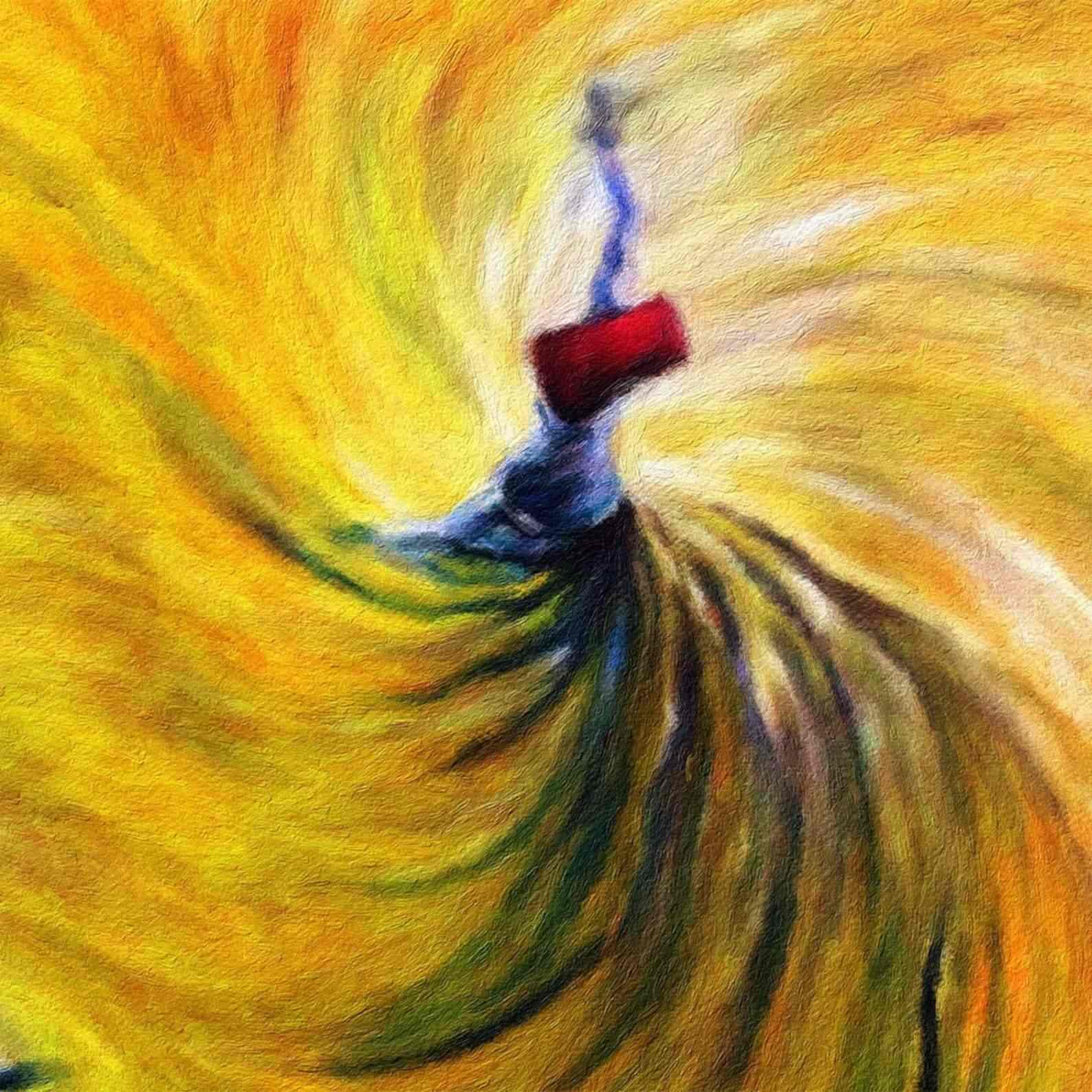 Whirling Dervish Islamic Canvas Wall Art - Handmade Sufi Spiritual Home Decor for Living Room, Bedroom & Office - Premium Canvas Printing Muslim Gift Idea