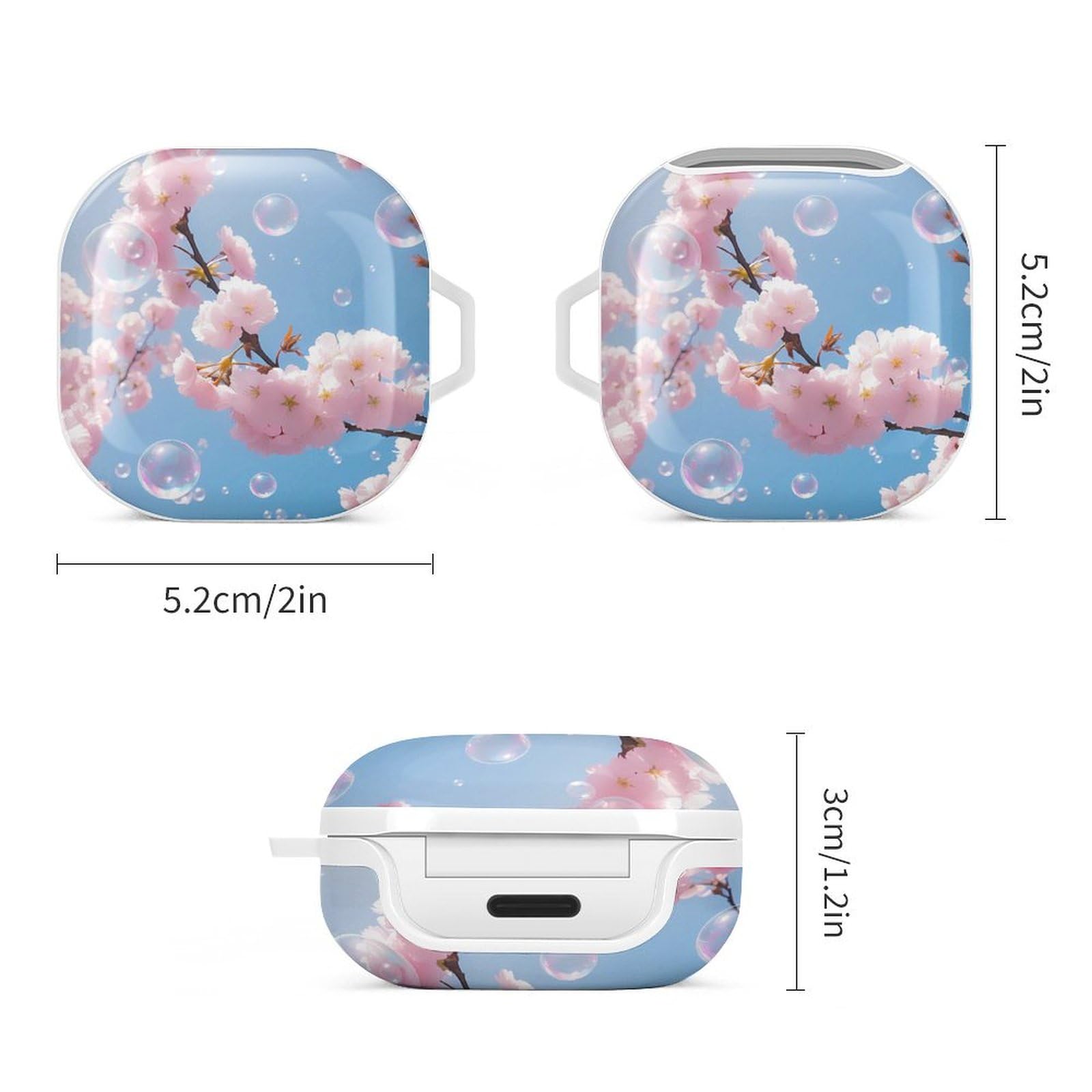 FunnyStar Cherry Blossom Bluetooth Headphone Case - Protective Earbuds Cover Compatible with Samsung Galaxy Buds | Cute Travel Accessory & Gift for Music Lovers