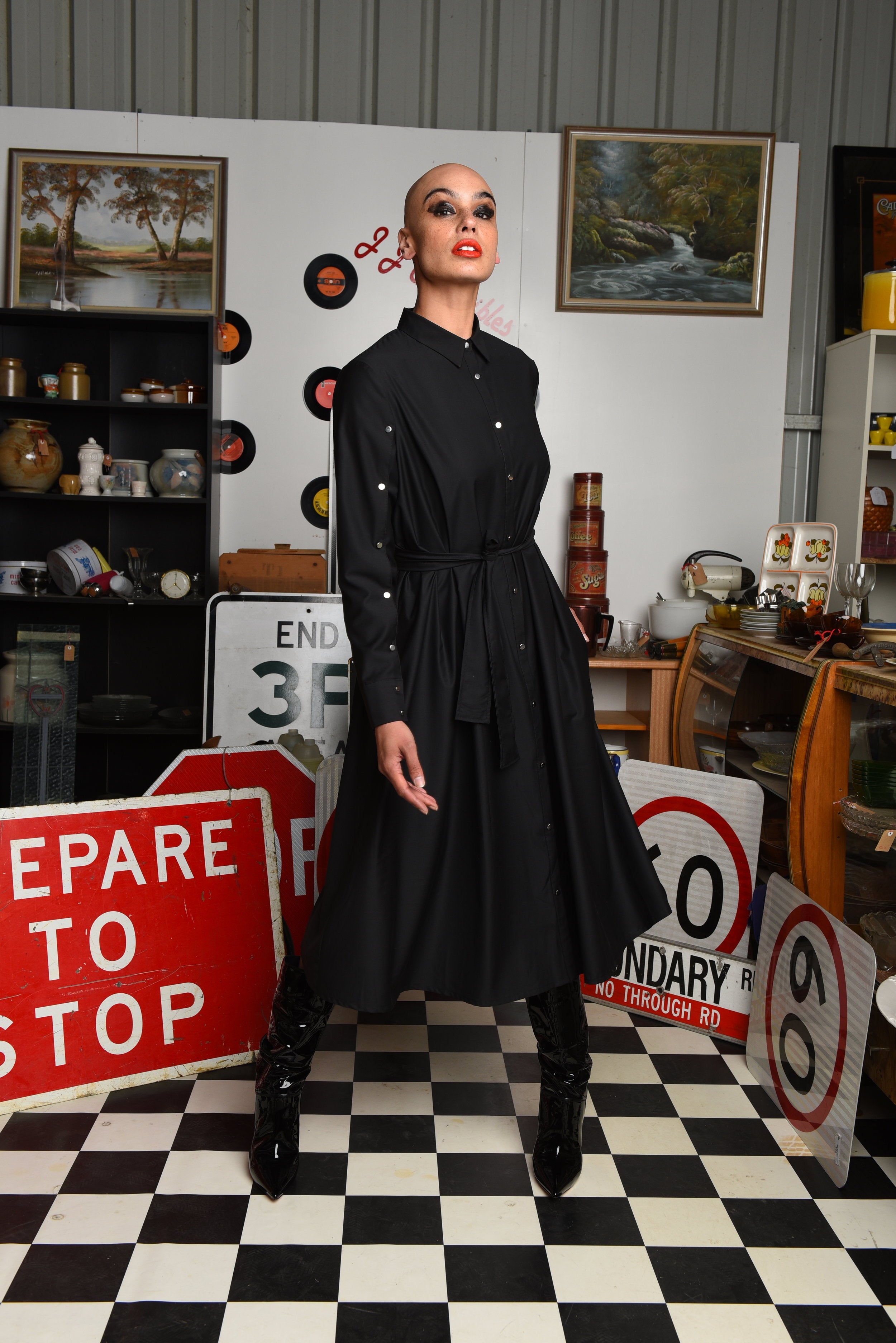 Catnap Coat Dress for Women - Elegant Black Long Sleeve Trench Coat Dress | Perfect for Office, Date Night & Special Occasions