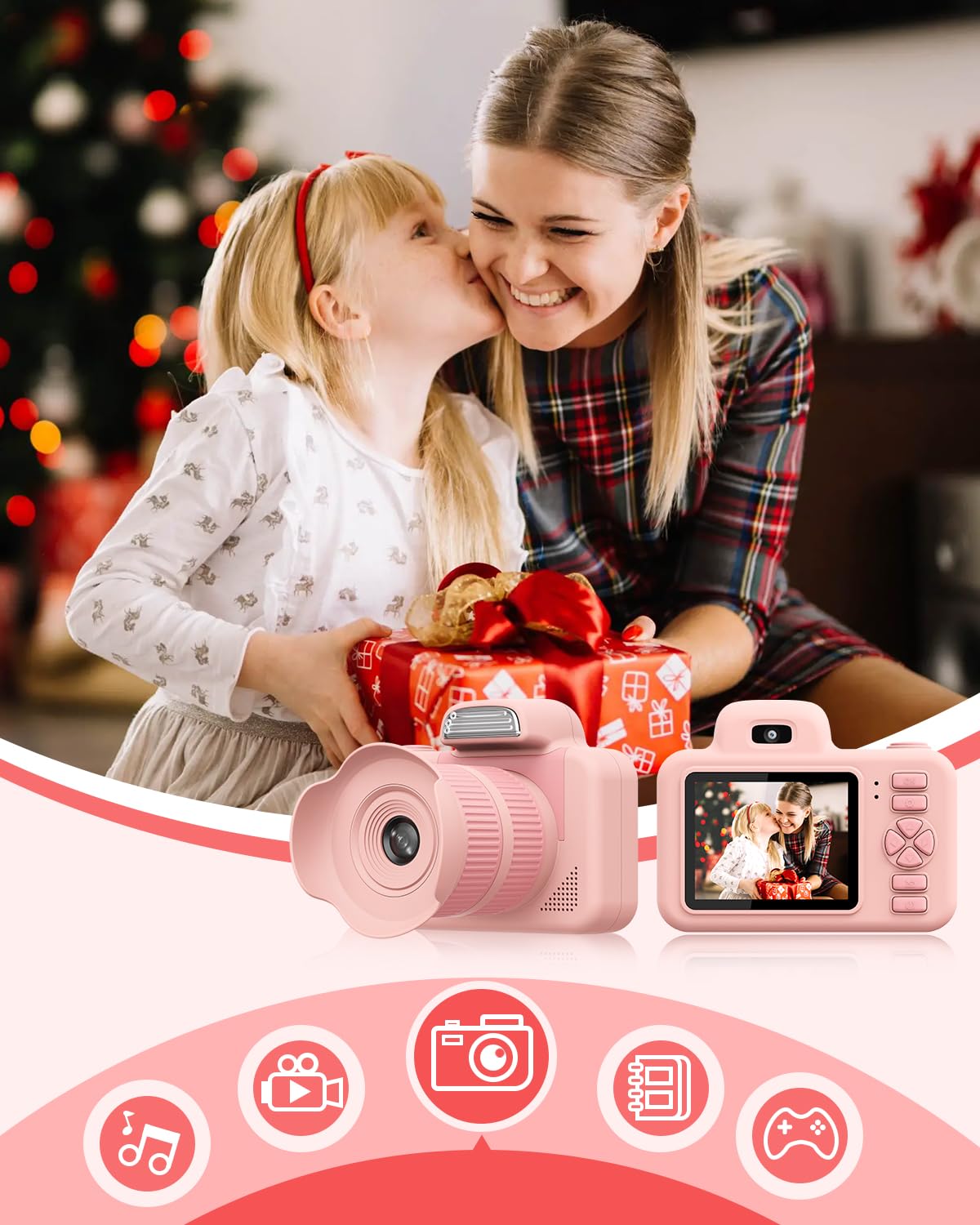 **Kids Digital Camera with Flash - 1080P HD Video & 2 Inch Screen, 32GB Memory - Best Christmas Birthday Gift for Boys Girls Age 3-12 - Perfect for Travel, Parties & Outdoor Adventures (Pink)**