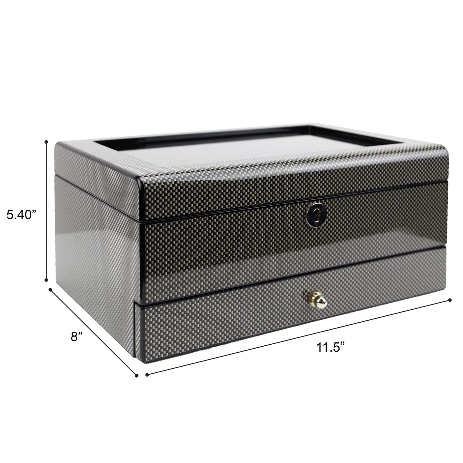 Luxury Carbon Fiber Watch & Cufflink Jewelry Box Set - Elegant Gift for Men, Wedding, Anniversary & Special Occasions - Perfect for Displaying Watches and Cufflinks in Style