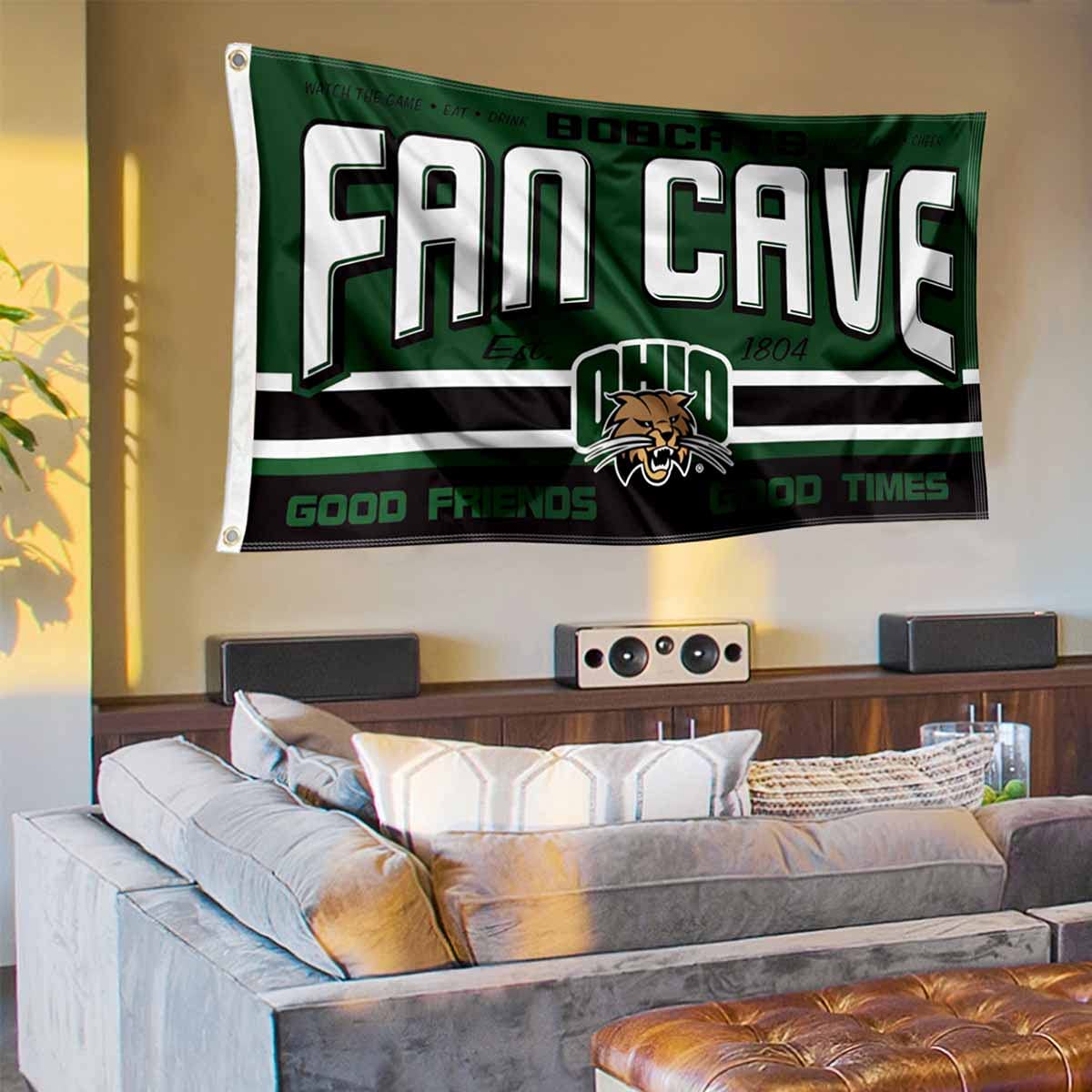 Ohio Bobcats Fan Man Cave Banner Flag - College Football Team Decor for Game Room, Tailgate Party & Sports Fan Cave - Perfect for Ohio University Alumni & Fans
