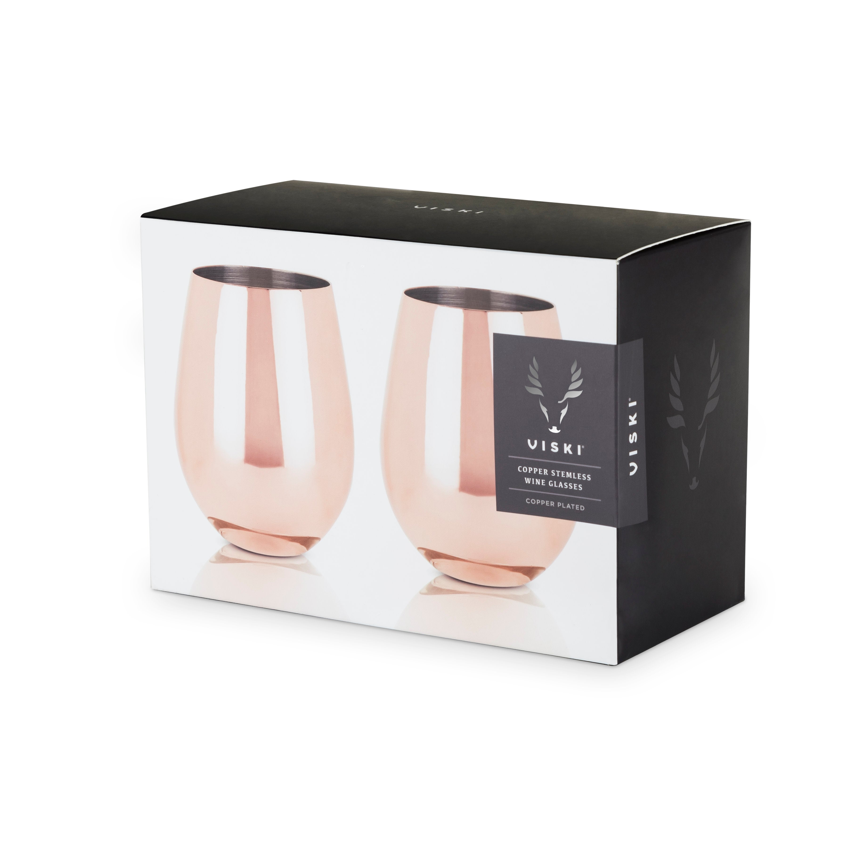 Premium Stainless Steel Stemless Wine Glasses - Copper Finish Set of 2 | Shatterproof & Dishwasher Safe | Perfect for Outdoor Parties, Picnics, and Home Entertaining