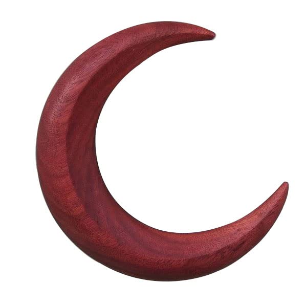 Hand Carved Wooden Crescent Moon Hair Fork for Women - Natural Wood Hair Stick & Barrette for Thick Hair - 4.4