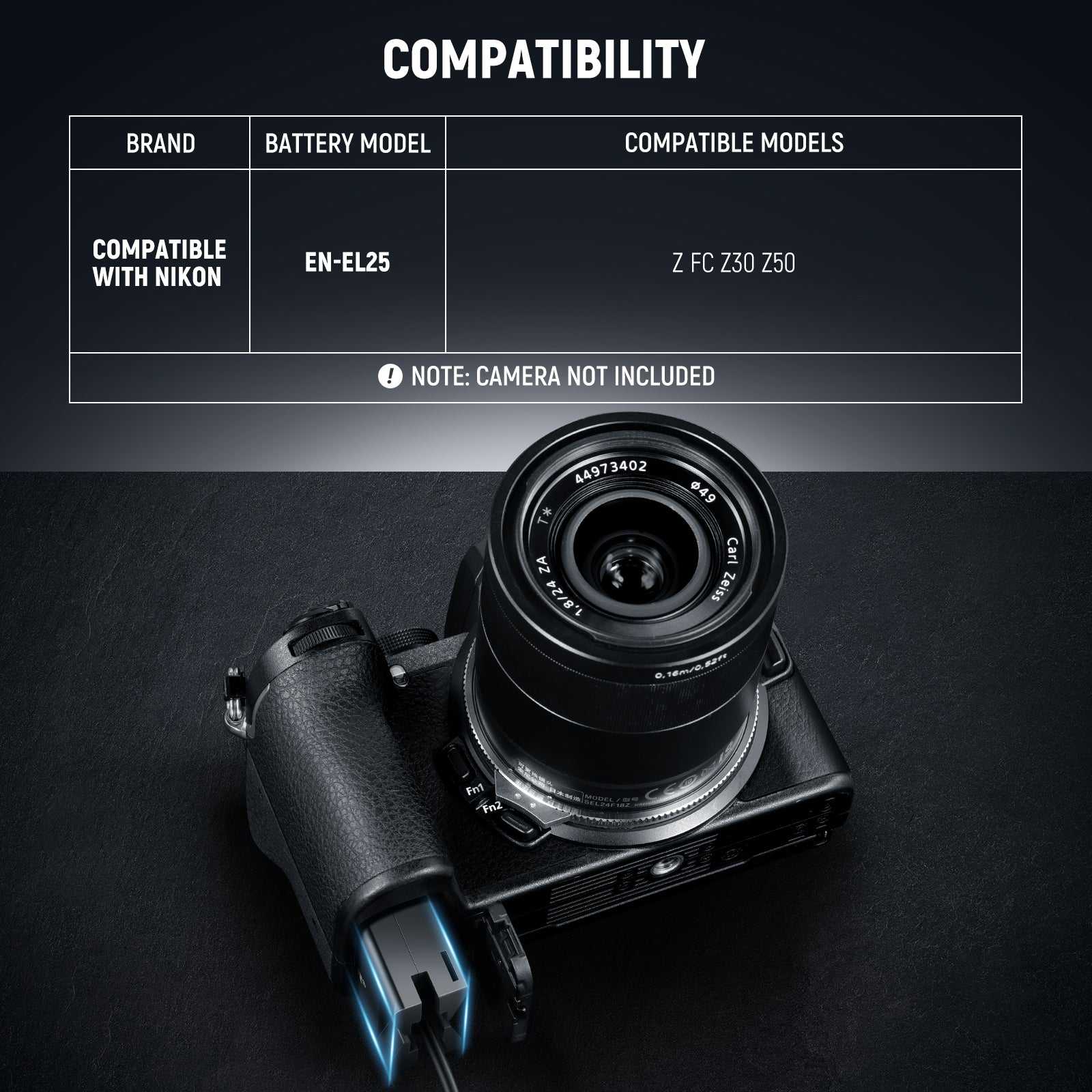NEEWER VP EP5G Dummy Battery - EL25 to D-Tap Adapter for Sony Cameras - Power Your Camera On the Go for Vlogging, Filmmaking & Photography