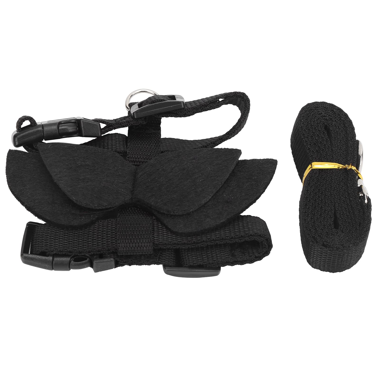 **Small Animal Harness & Leash for Hamster, Chinchilla, Rabbit, Guinea Pig - Adjustable Chest Strap with Wings, Pet Walking Lead (Black, Size S) - Perfect for Outdoor Adventures & Playtime**