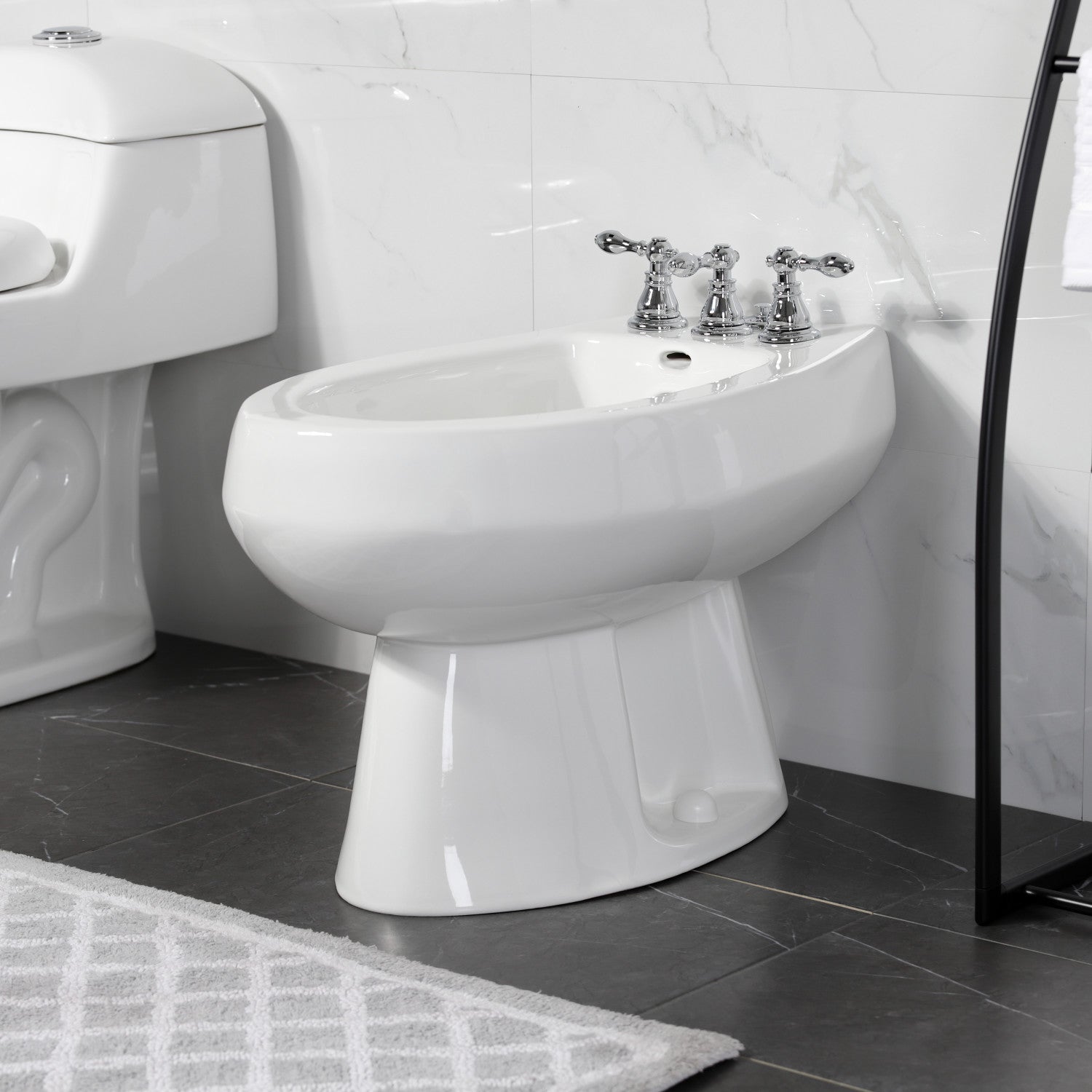American Classic KB321ACL 3-Handle Deck Mount Vertical Spray Bidet Faucet with Brass Pop-Up Drain - Polished Chrome Finish for Bathroom & Toilet Upgrade | Perfect for Modern Homes & Luxury Bathrooms