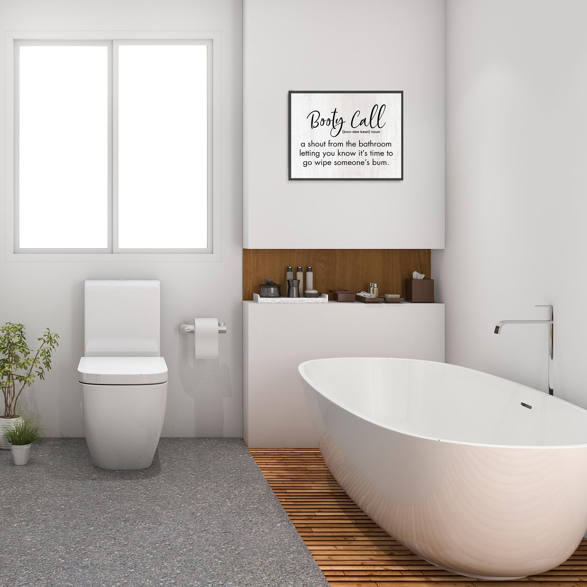 Funny Bathroom Wall Art Print - Booty Call Shout From the Bathroom - Humorous Typographic Decor for Home, Family & Guest Bathrooms - Unframed 10x8 - Perfect for Parents & Entertaining Guests