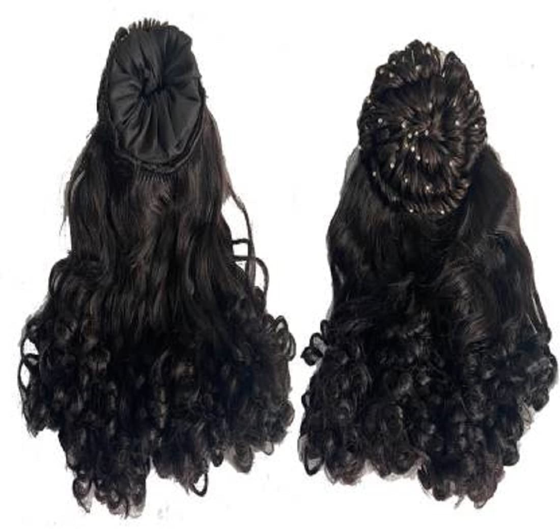Abrish 24-Inch Natural Black Curly/Wavy Synthetic Hair Extensions with 5 Clips for Women & Girls - Perfect for Parties, Weddings & Daily Styling