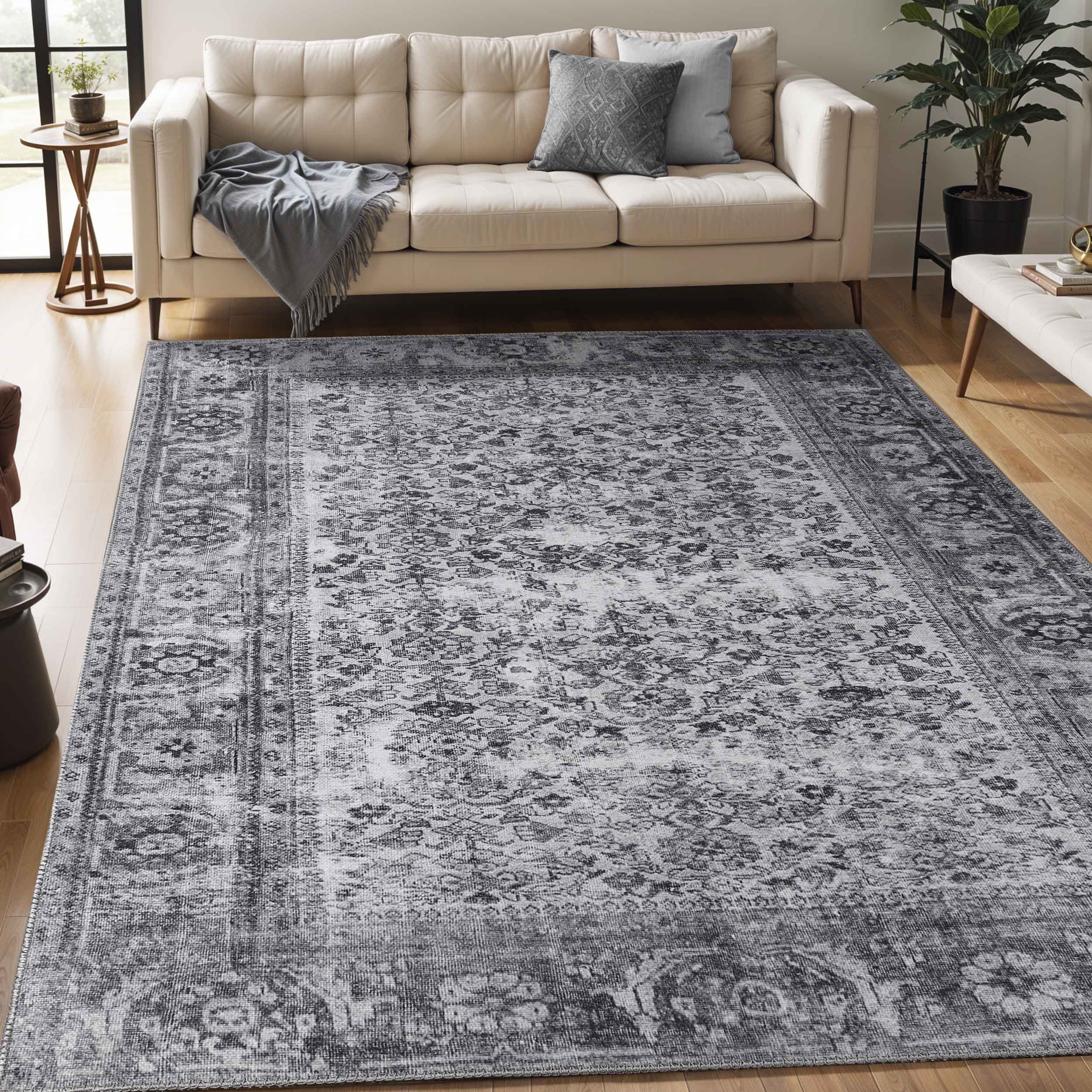 Uma Oriental Medallion Indoor Bohemian Area Rug – Vintage Persian Style Non-Slip Living Room Carpet for Home Decor, Bedroom, or Office