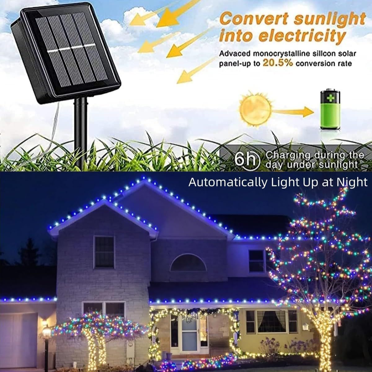 2 Pack Blue and White Solar Rope Lights - 33ft 100 LED Waterproof Outdoor String Lights with 8 Modes | Clear Tube Fairy Lights for Christmas, Garden, Pool, Patio, Porch, Tree & Party Decorations | Perfect for Backyard, Wedding, Landscape Lighting