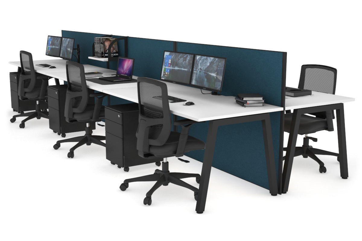 Horizon Quadro 6-Person Office Bench Workstation with Cable Management - 1600mm x 800mm (63