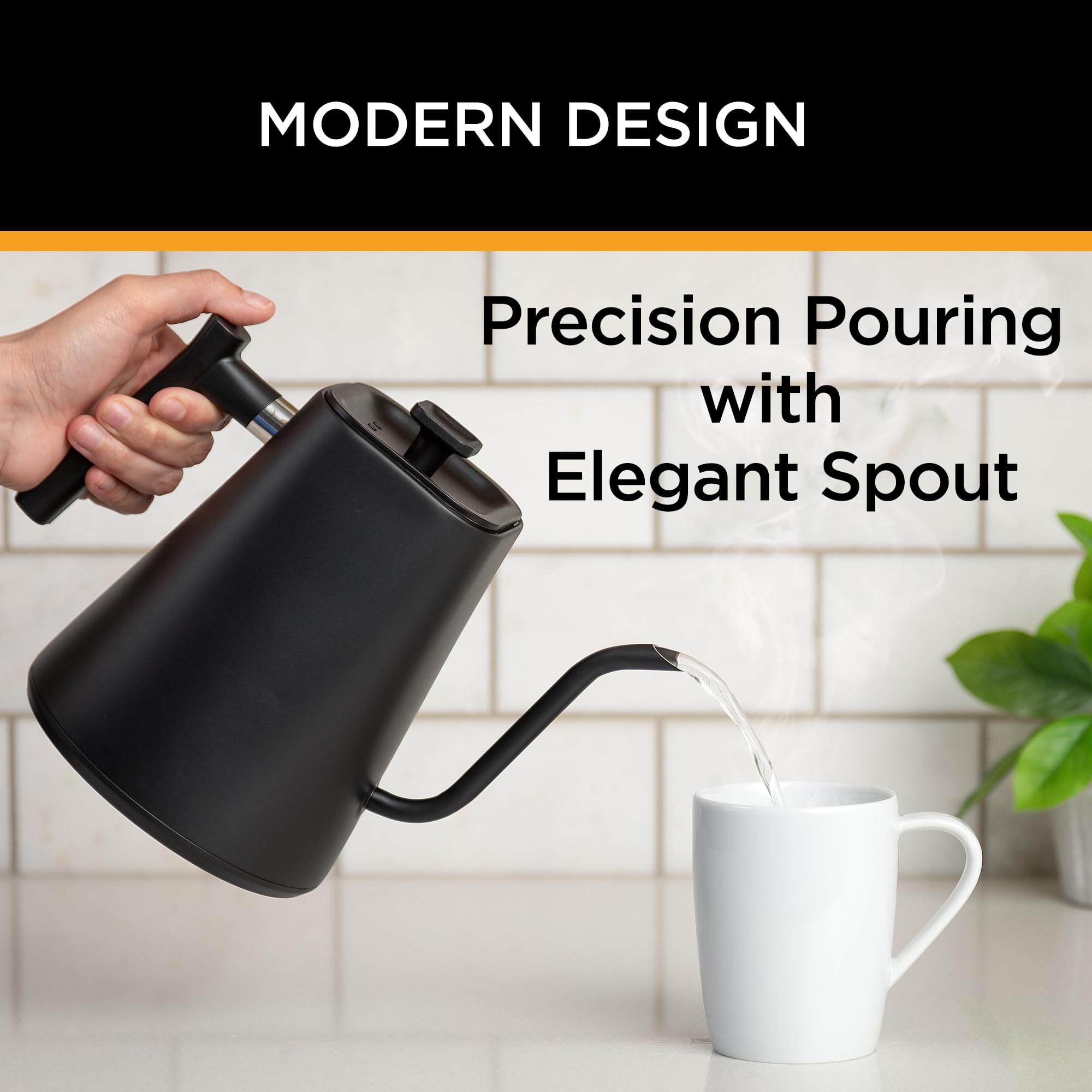 KETTLE & BLOOM 1L Electric Gooseneck Kettle with Temperature Control - Black Pour Over Coffee & Tea Kettle for Precise Brewing - Ideal for Home Baristas, Coffee Shops & Tea Enthusiasts