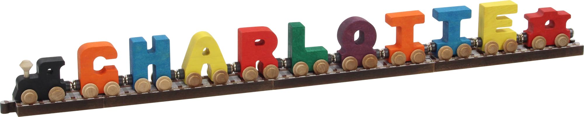 9 Letter Name Wooden Train Set with Tracks - Made in USA | Perfect for Kids' Educational Play & Train Enthusiasts