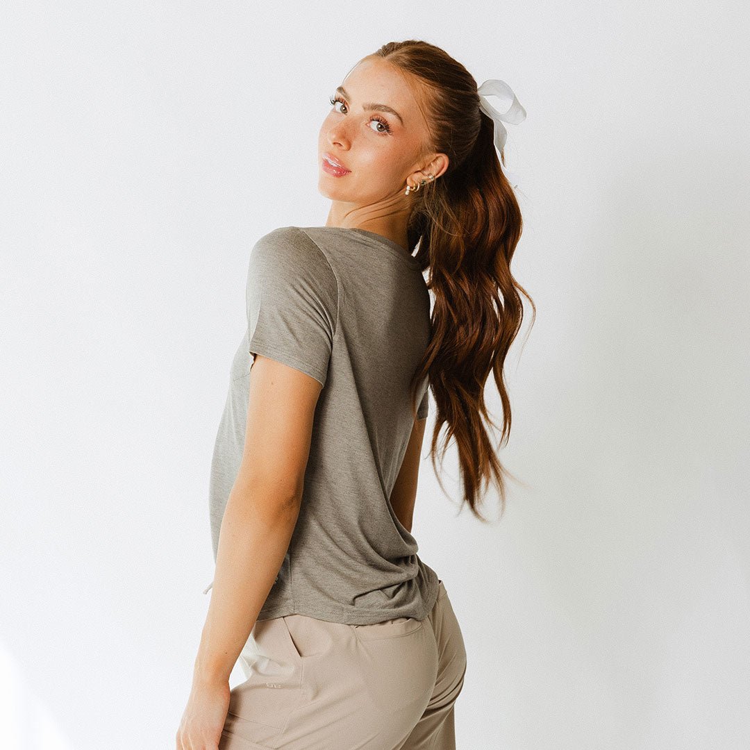 Premium Stone Chambray Basic Tee - Soft Cotton Crewneck T-Shirt for Men & Women | Casual Wear, Layering & Everyday Comfort