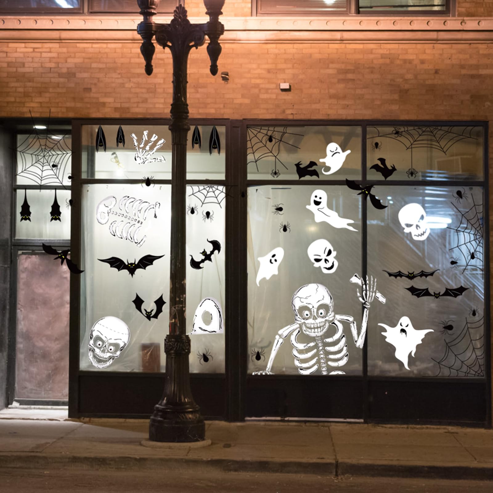 Halloween Window Clings Stickers - Spooky Skeleton Decorations for Glass, Windows & Walls | Indoor Halloween Decor for Home, Office & Party