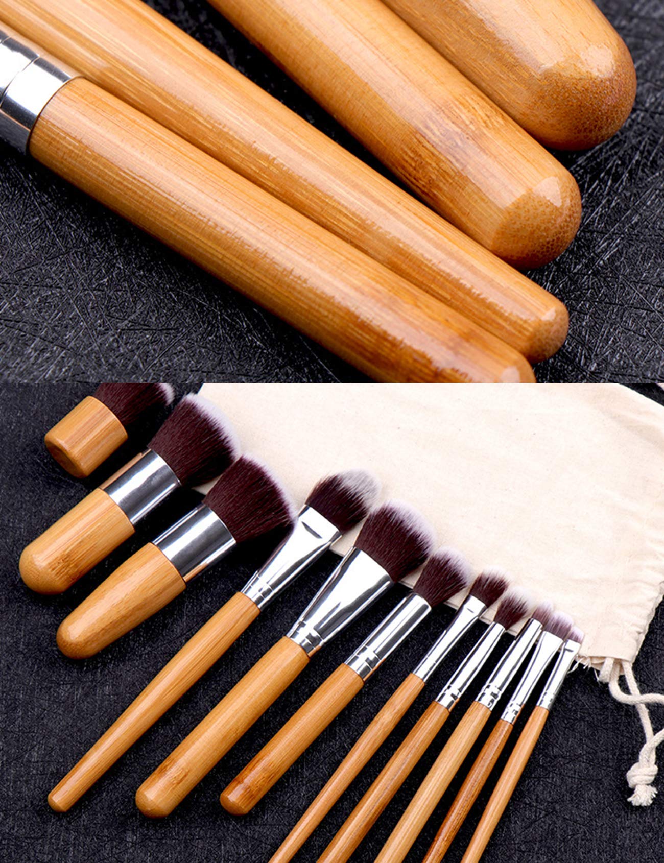 11-Piece Letuwj Powder Cream Makeup Brush Set with Travel Pouch - Soft Brown Brushes for Foundation, Blush, Contouring & Eyeshadow | Perfect for Professional Makeup Artists & Beginners