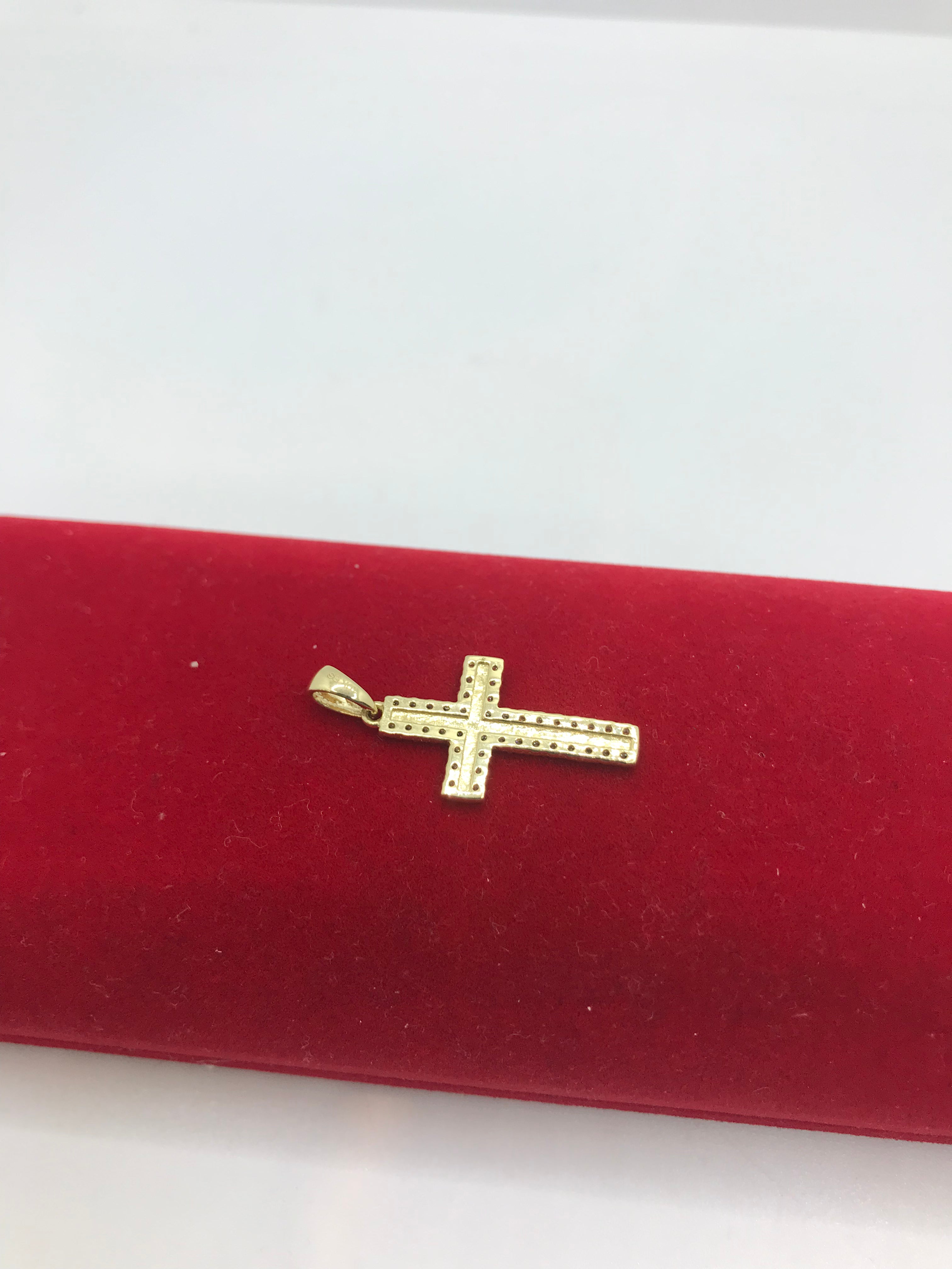 10K Gold CZ Stone Cross Pendant Necklace for Women - Elegant Religious Jewelry Gift for Christmas, Baptism & Everyday Wear