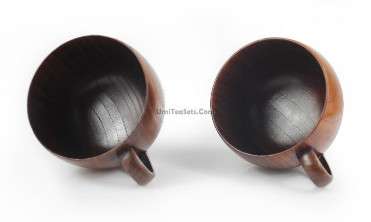 Handcrafted Wooden Tea Cup Set with Saucer & Spoon - 2 Piece Eco-Friendly Tea Drinking Kit for Home, Office, or Outdoor Picnics